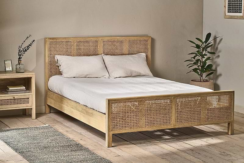 Nkuku STORAGE FURNITURE Saharsa Cane & Mango Wood Bed