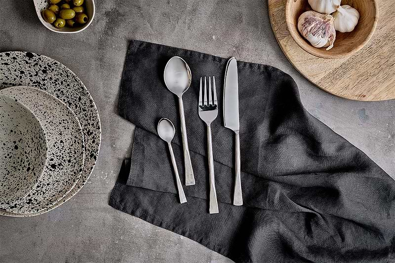 Nkuku Tableware Usa Cutlery - Brushed Silver - (Set of 16)