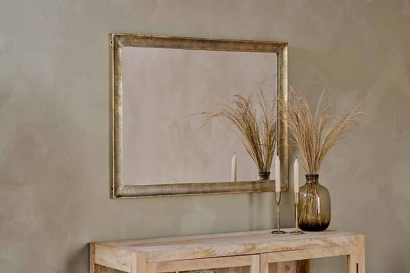 Nkuku MIRRORS Yadur Rectangular Mirror - Antique Brass - Large