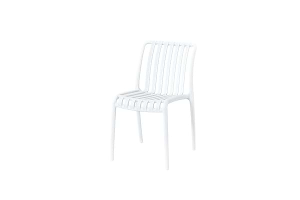 כסא פלסטיק קשיח לגינה בצבע לבן דגם לואיס