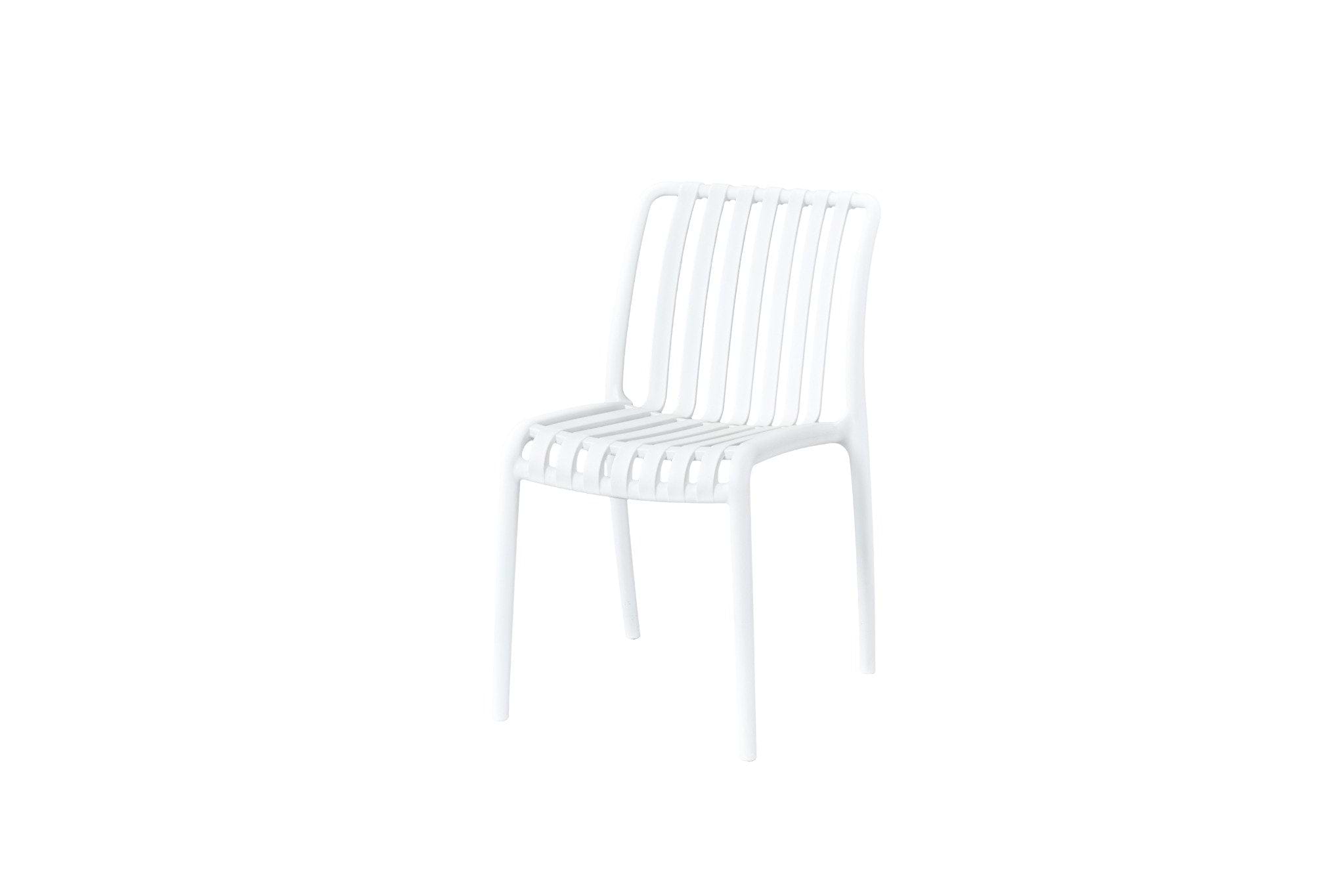 כסא פלסטיק קשיח לגינה בצבע לבן דגם לואיס