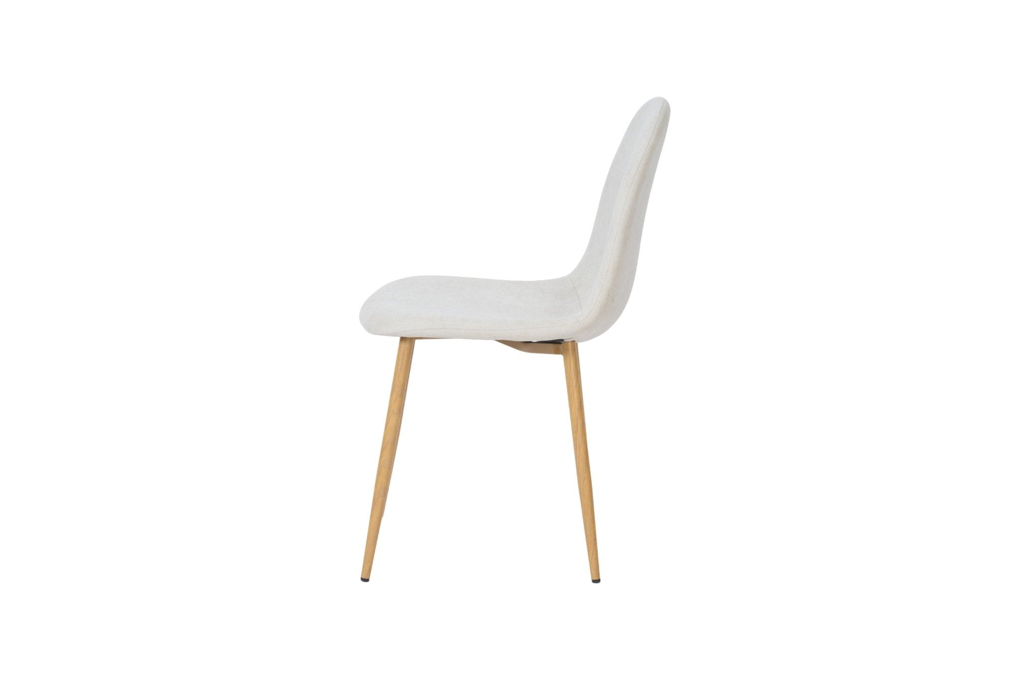 כיסא לפינת אוכל מרופד בצבע קרם בשילוב רגל צבע עץ