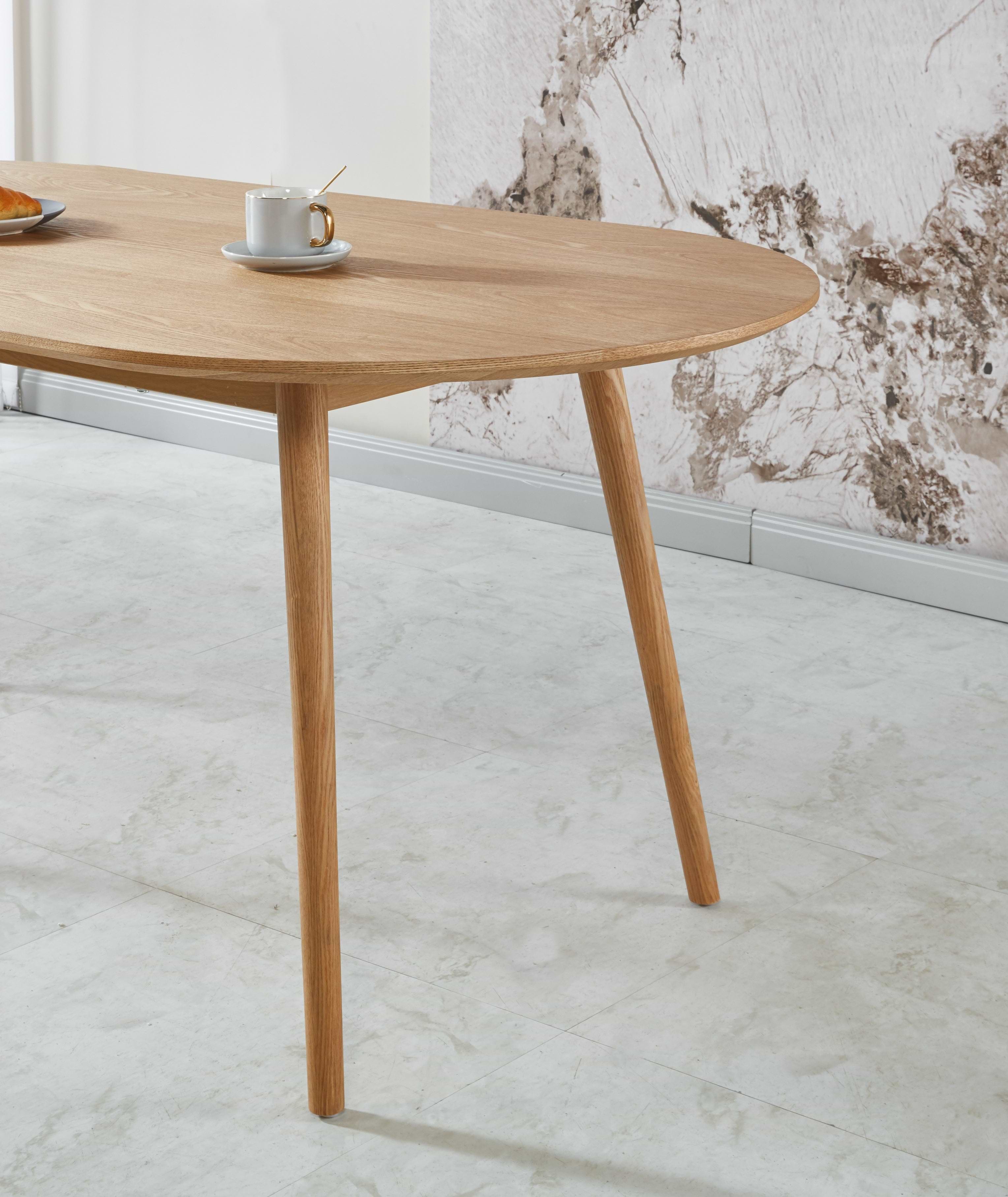 שולחן פינת אוכל אובלי אוכל צבע עץ אלון קוטר 180*90 ס"מ דגם סלסטה