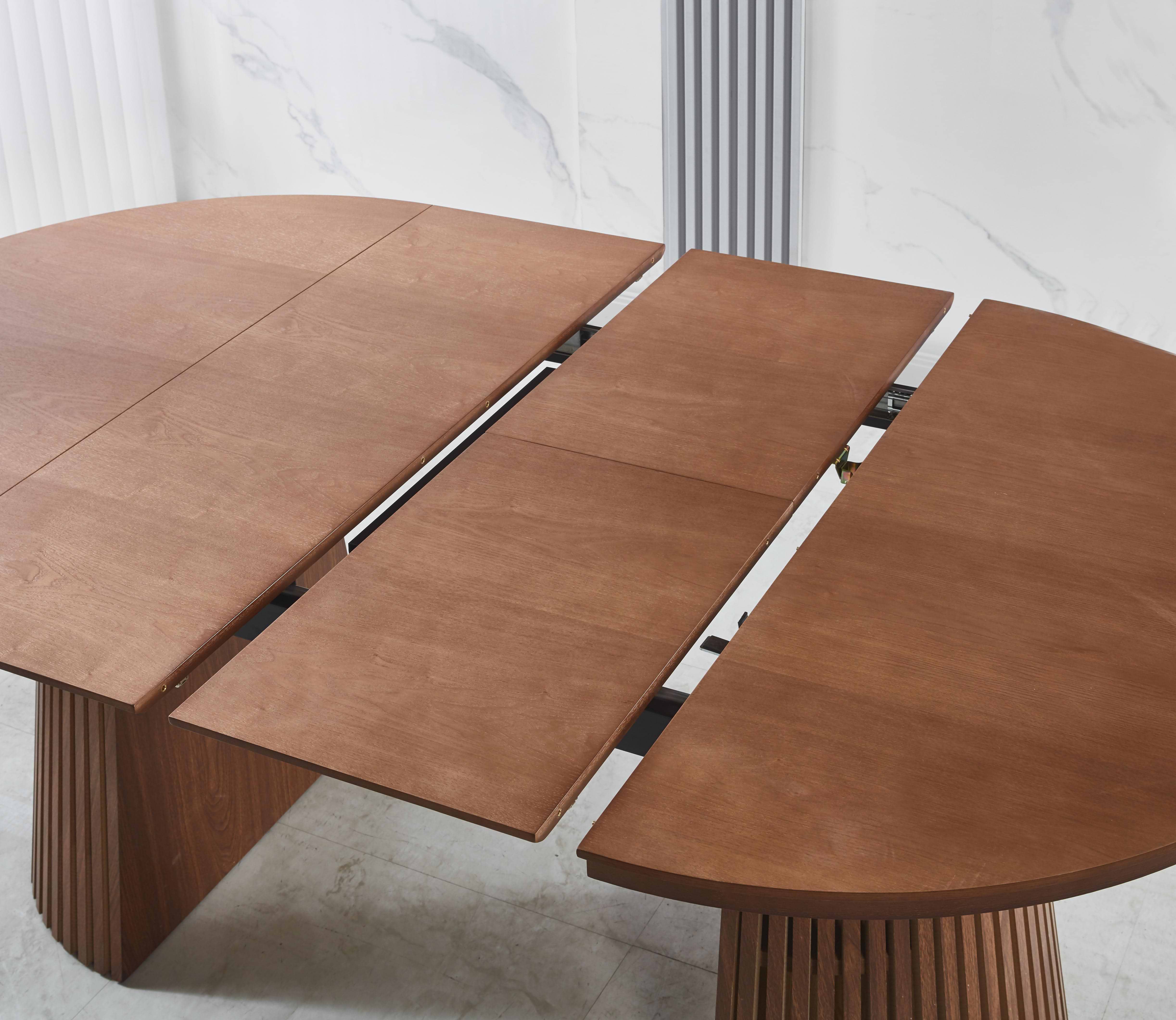 סט פינת אוכל שולחן אובלי נפתח צבע עץ אגוז 120-160/200 ס"מ דגם ריאן + 4 כיסאות צבע קרם בשילוב רגל אגוז דגם שחר