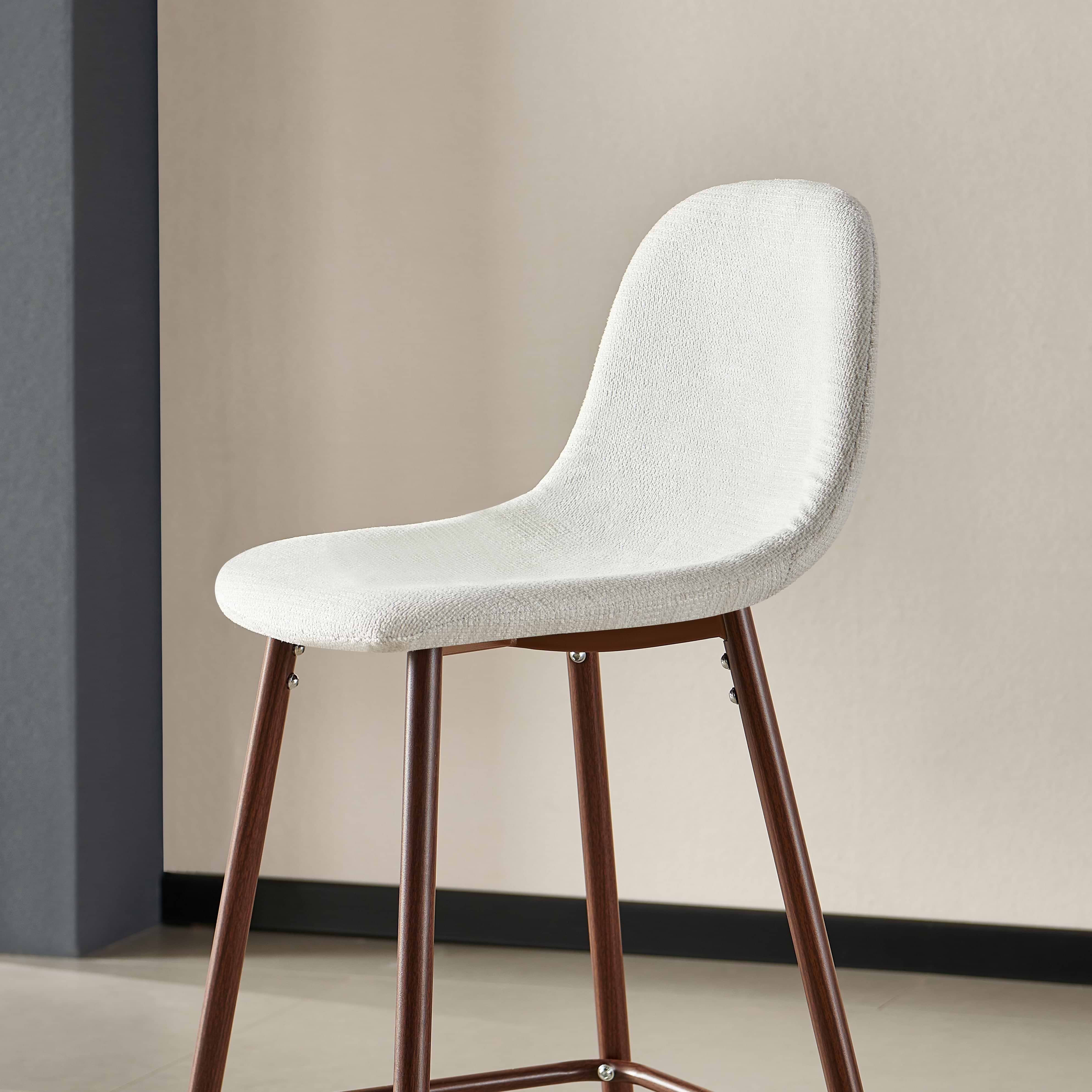 כסא בר מרופד בד ארוג שמנת רגל אגוז דגם עידן