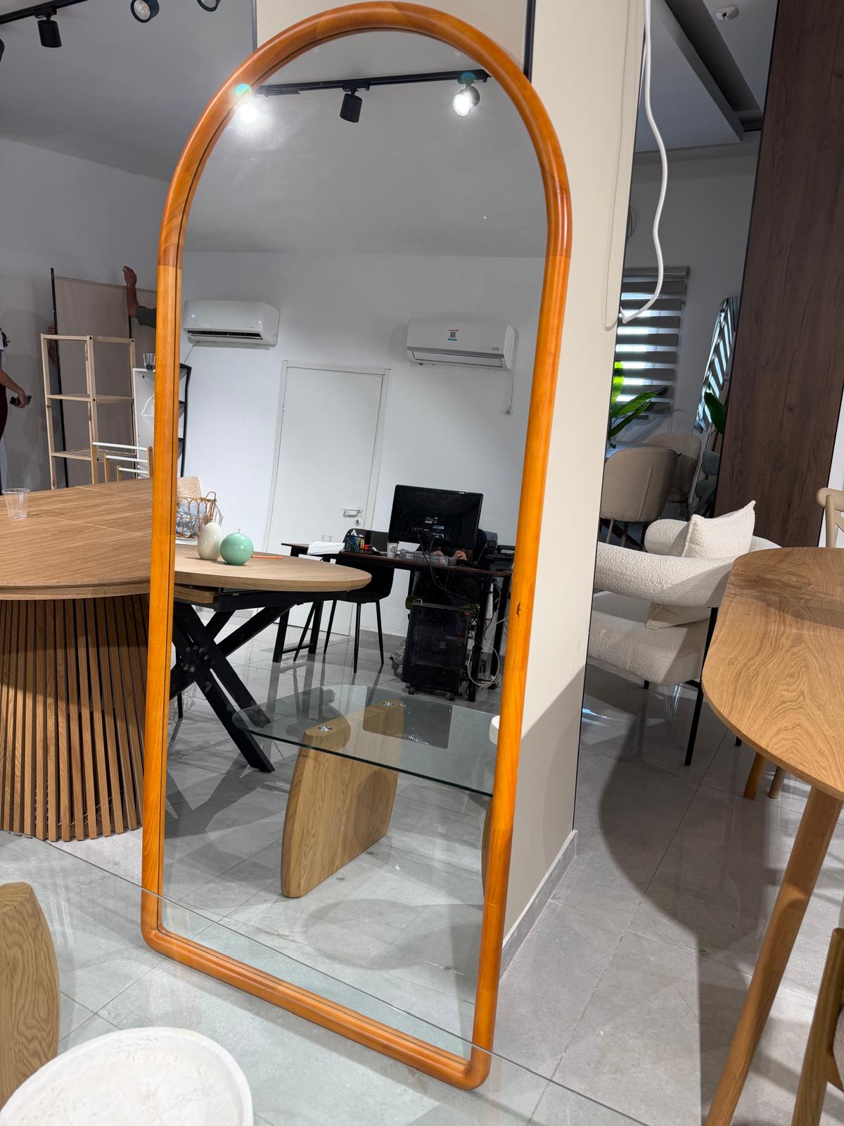 מראה חצי מעוגלת מסגרת עץ מידות 180*80 ס"מ