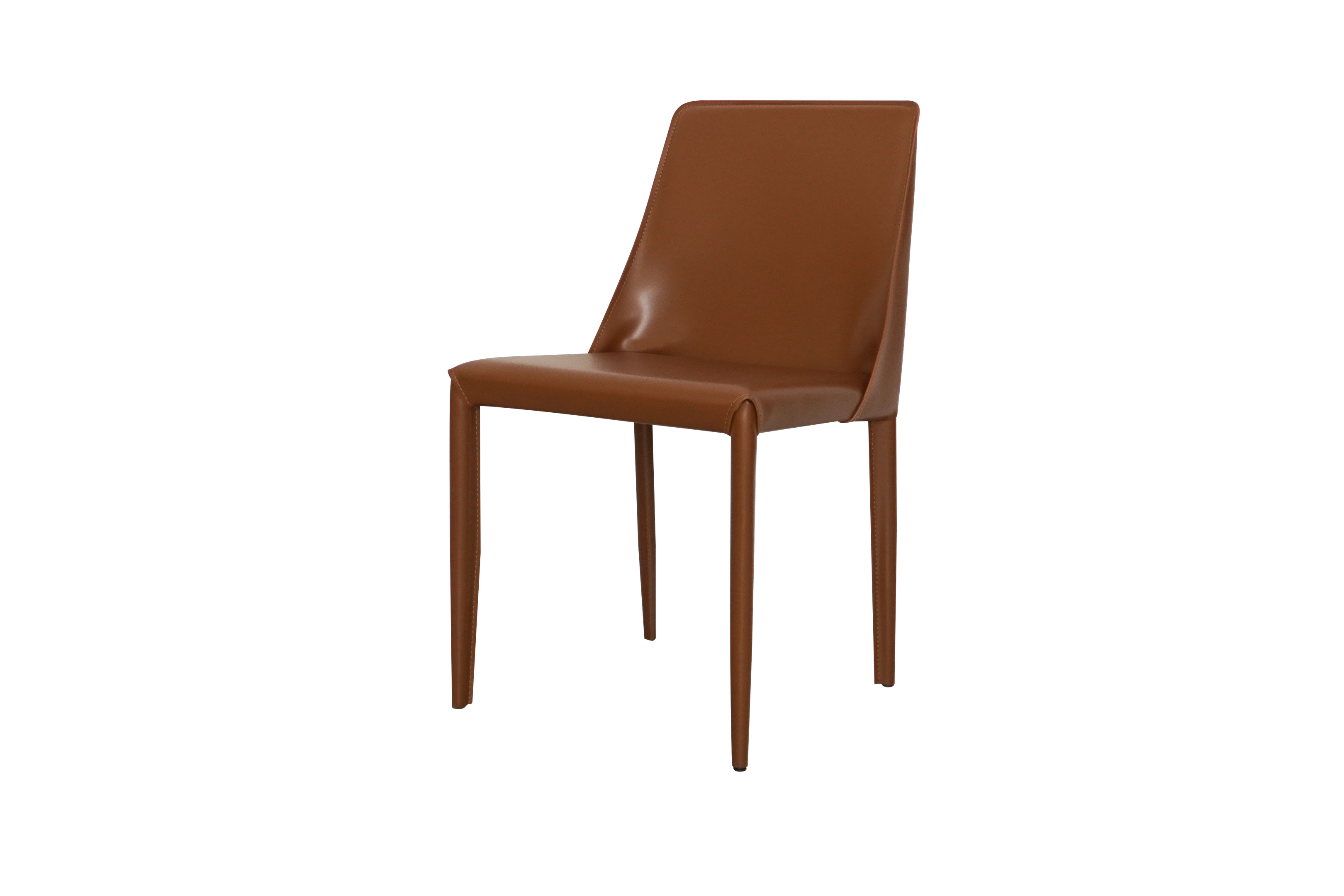 כסא אוכל מרופד מושב ורגליים דמוי עור בצבע חום דגם מייק