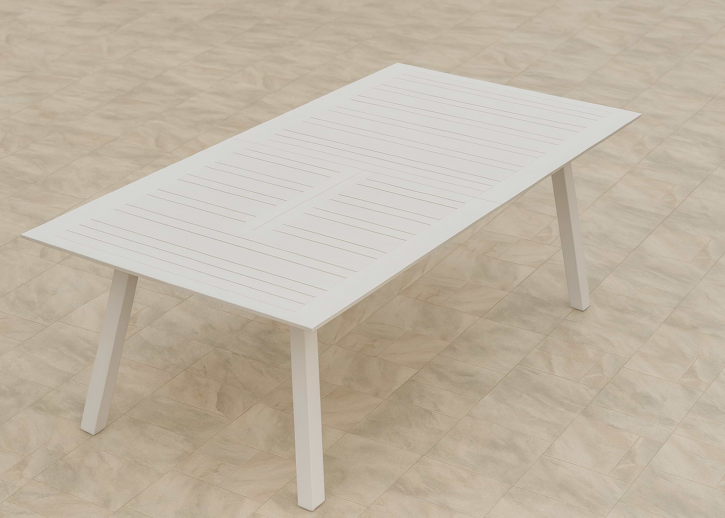 שולחן נפתח אלומיניום לגינה בצבע לבן 100*216*297 ס"מ (שולחן בלבד)