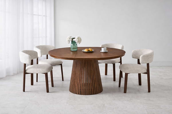 שולחן פינת אוכל עגול נפתח צבע עץ אגוז 120-160 ס