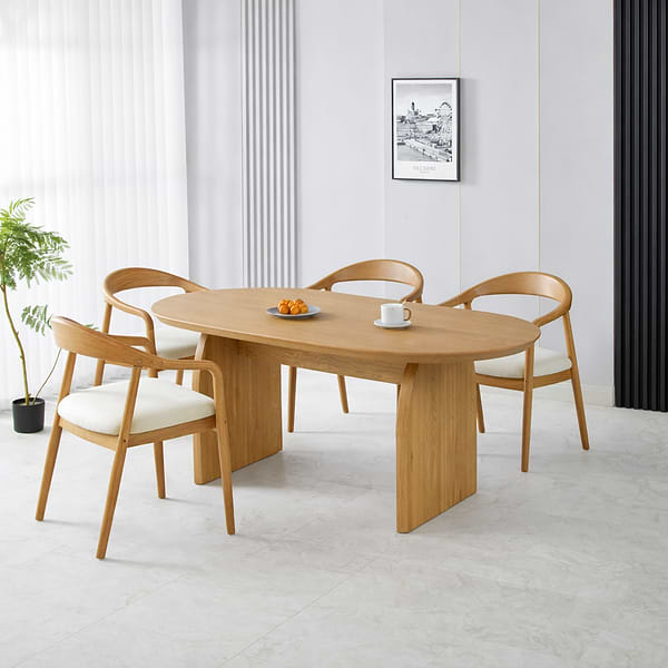 פינת אוכל שולחן אובלי צבע עץ אלון 180*90 ס