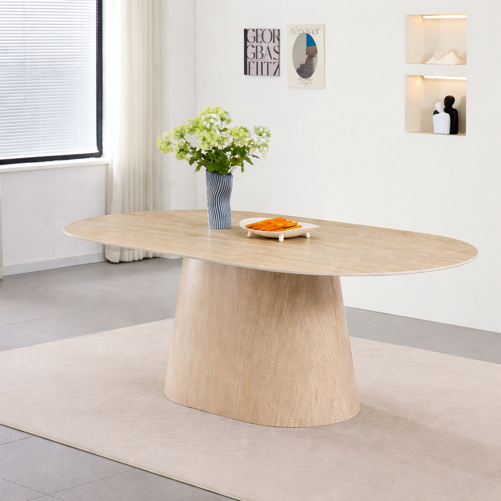 שולחן פינת אוכל טרוונטין אובלי 200*100 ס"מ