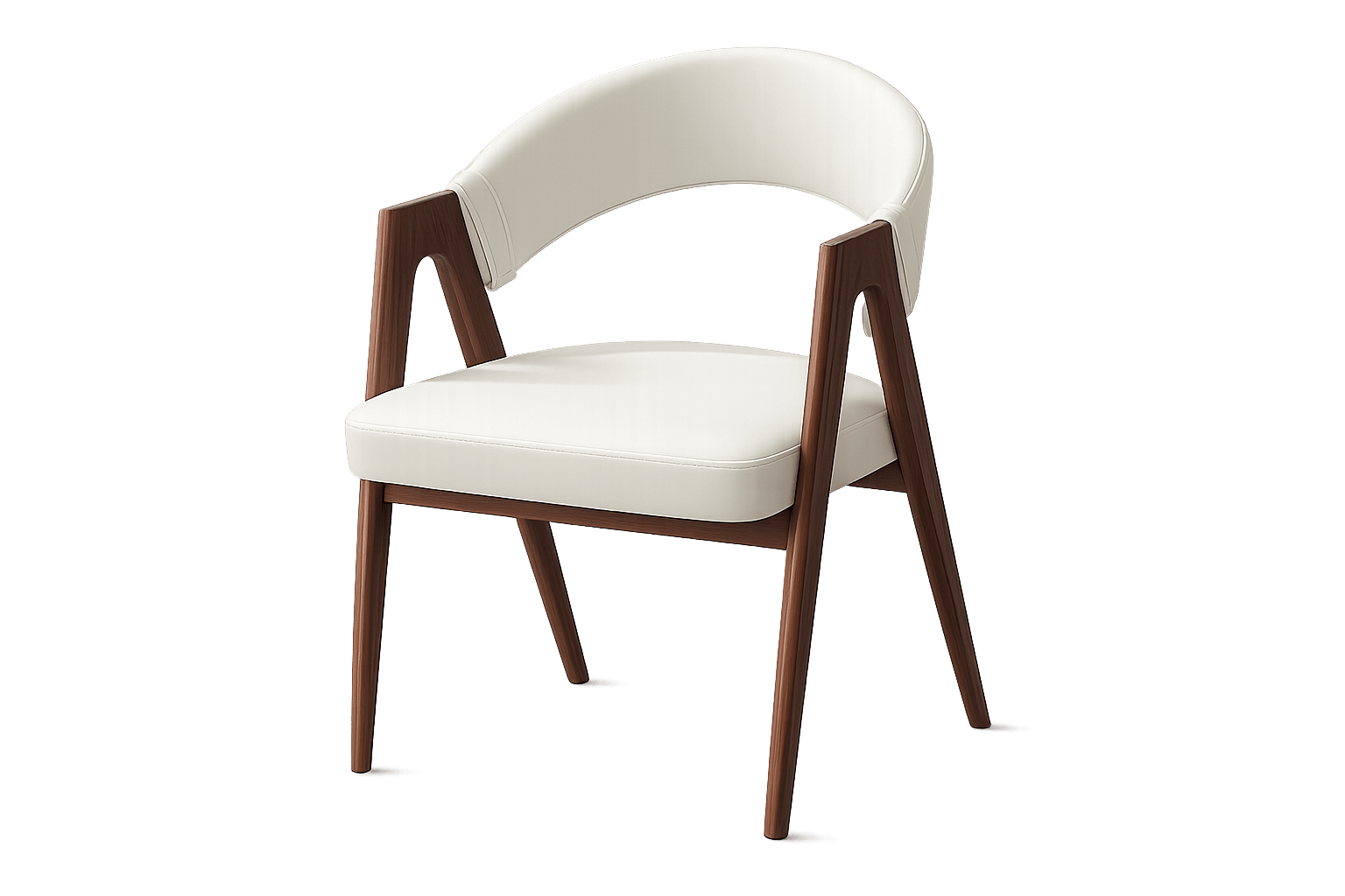 כסא לפינת אוכל מרופד דמוי עור בצבע סהרה בשילוב רגלי אגוז דגם מודרן