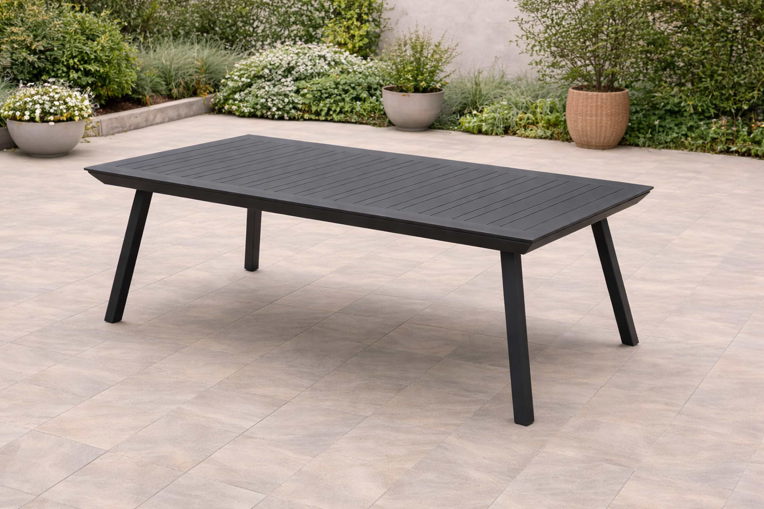 שולחן אלומיניום נפתח לגינה בצבע אפור 100*216*297 ס"מ