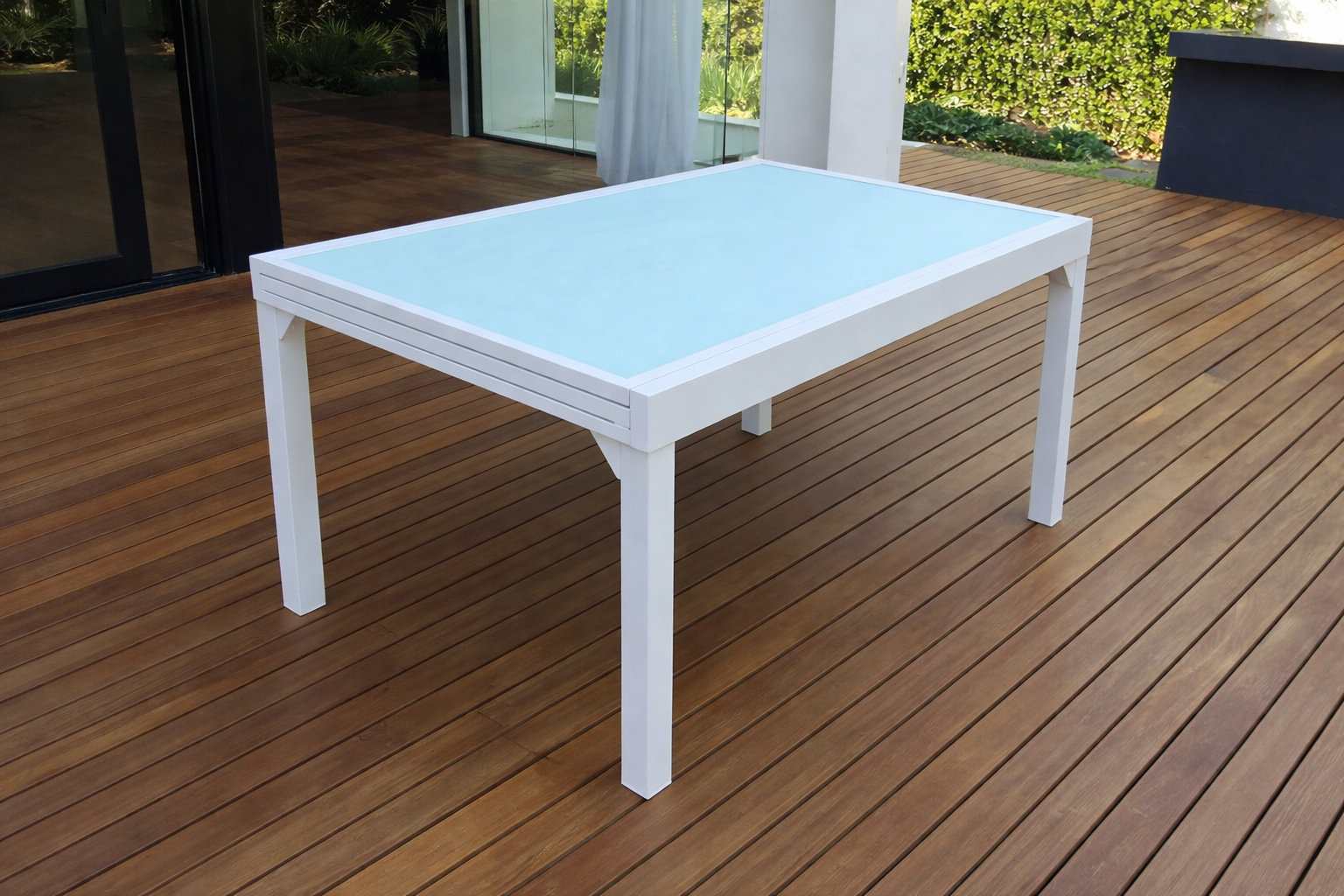 שולחן אלומיניום לגינה נפתח 100x135/270 לבן