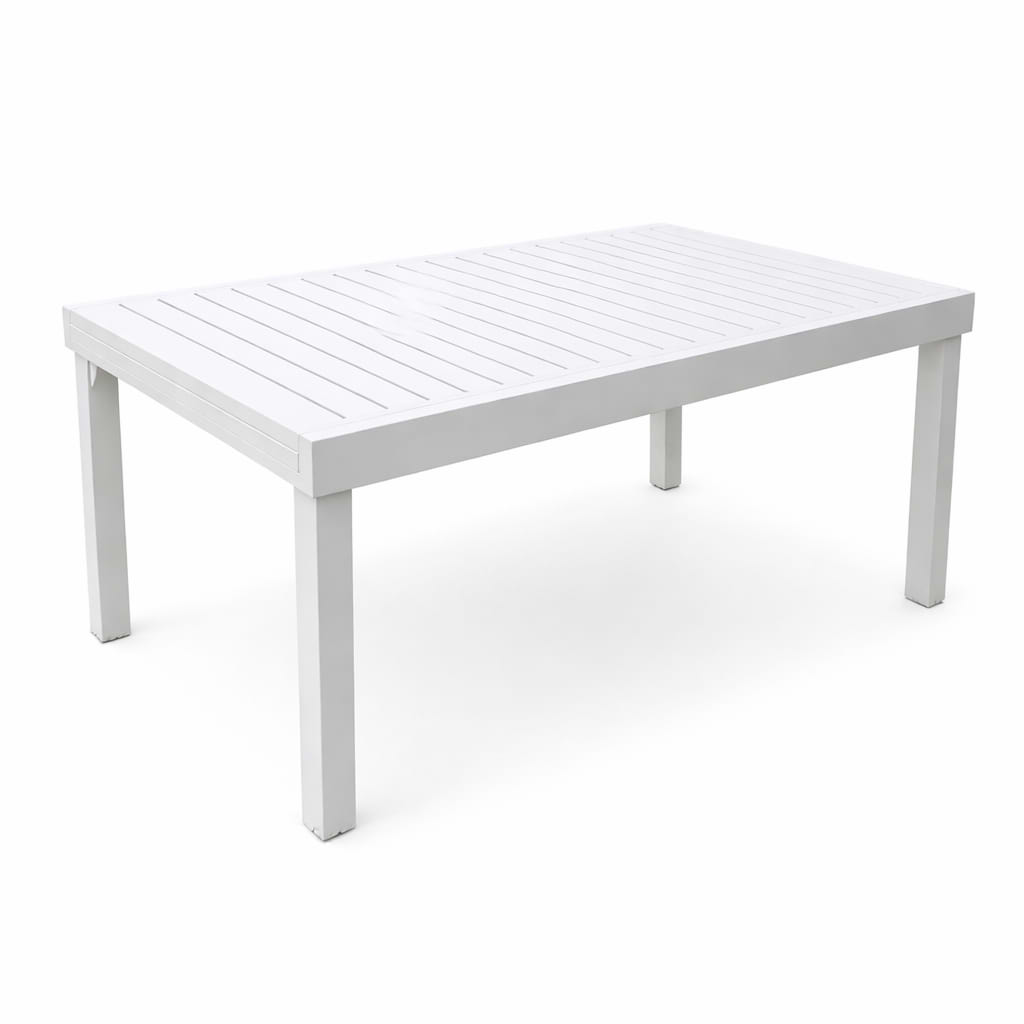 שולחן אלומיניום לגינה ולמרפסת100% אלומיניום 100X135/270 ס"מ לבן