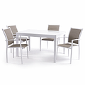 פינת אוכל לגינה 1.35X1.00/2.75 מטר + 4 כיסאות - לבן