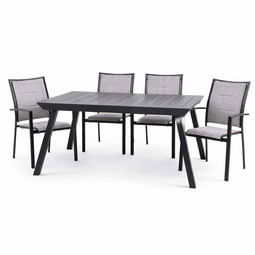 פינת אוכל לגינה אלומיניום 2.16X1.00/2.97 מטר + 4 כיסאות