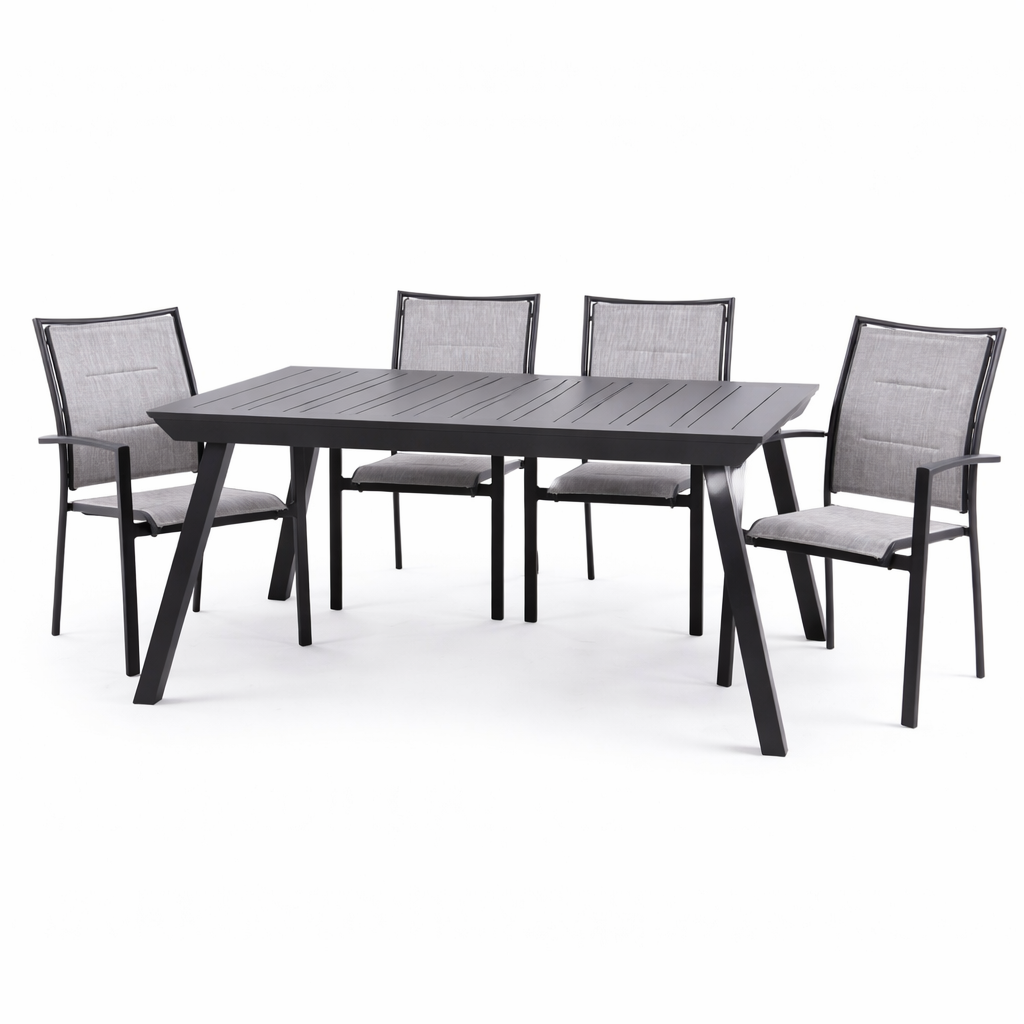 פינת אוכל לגינה אלומיניום 2.16X1.00/2.97 מטר + 4 כיסאות