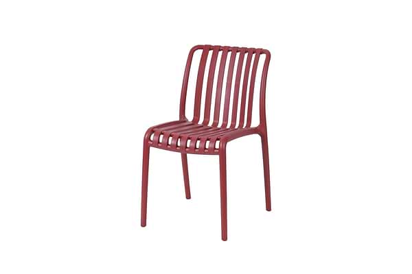 כסא פלסטיק קשיח לגינה בצבע בורדו דגם לואיס