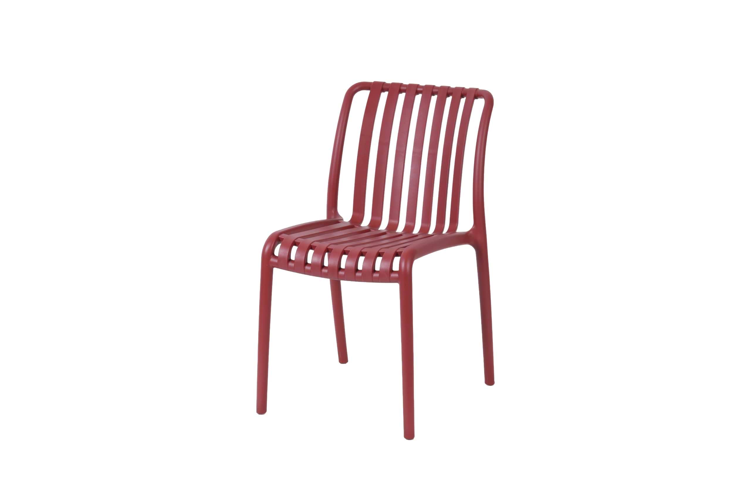 כסא פלסטיק קשיח לגינה בצבע בורדו דגם לואיס