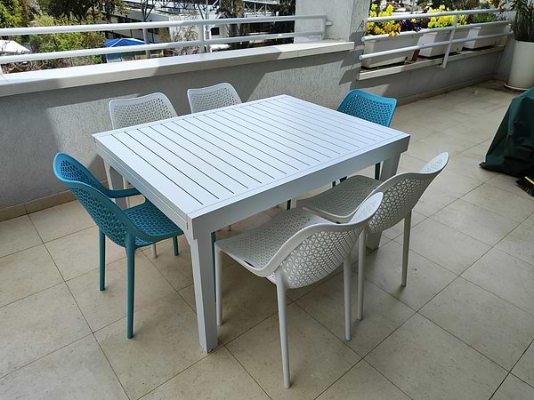 שולחן אלומיניום לגינה ולמרפסת100% אלומיניום 100X135/270 ס