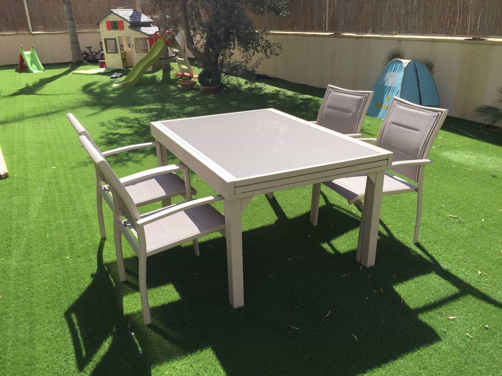 שולחן אלומיניום לגינה נפתח 100x135/270 שמפניה