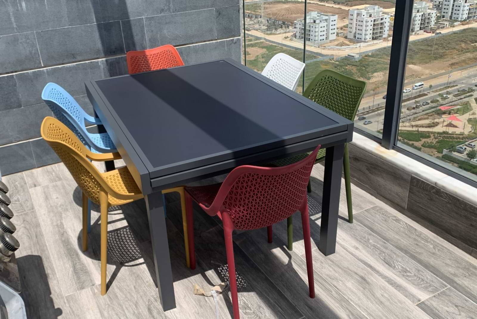 שולחן אלומיניום לגינה נפתח 100x135/270 אפור כהה