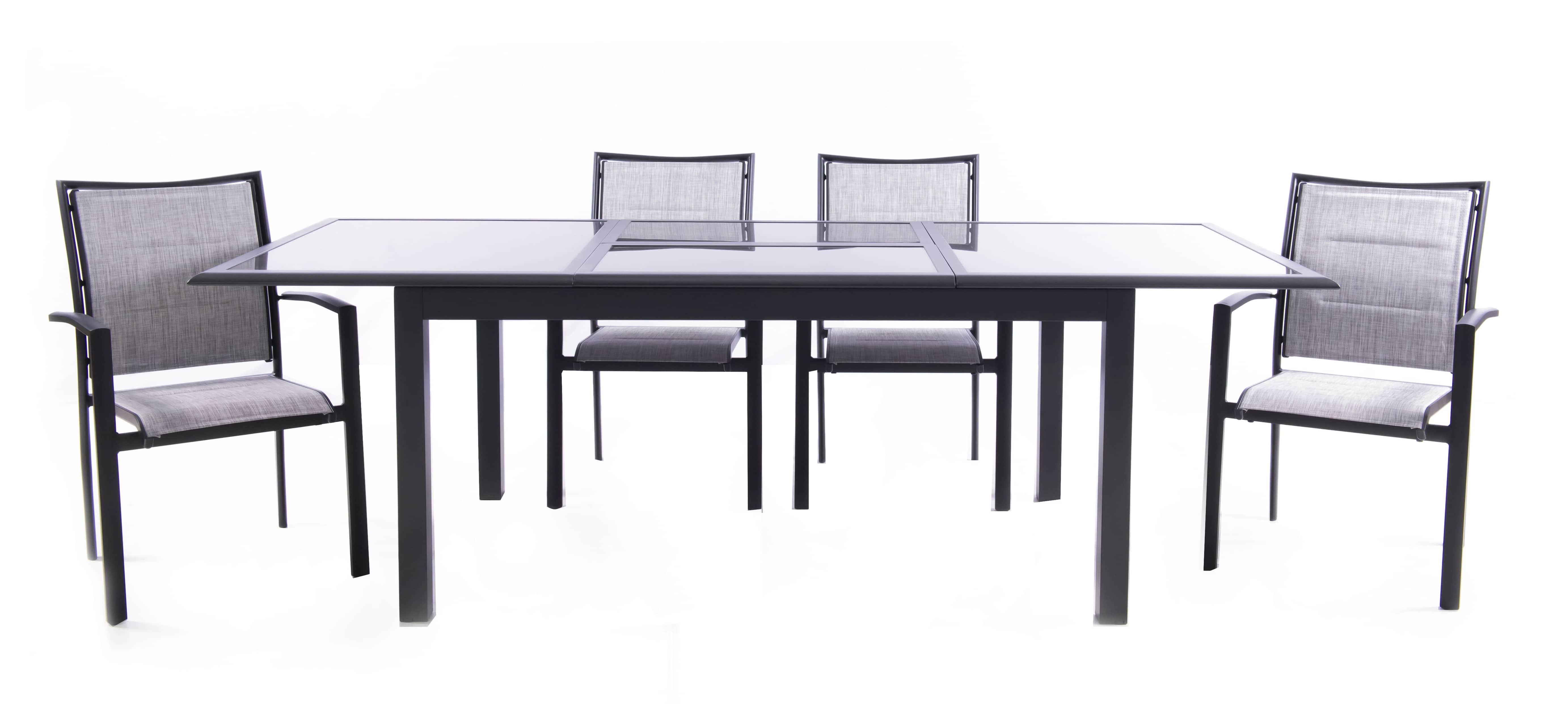 פינת אוכל לגינה 1.35X1.00/2.75 מטר + 4 כיסאות - אפור