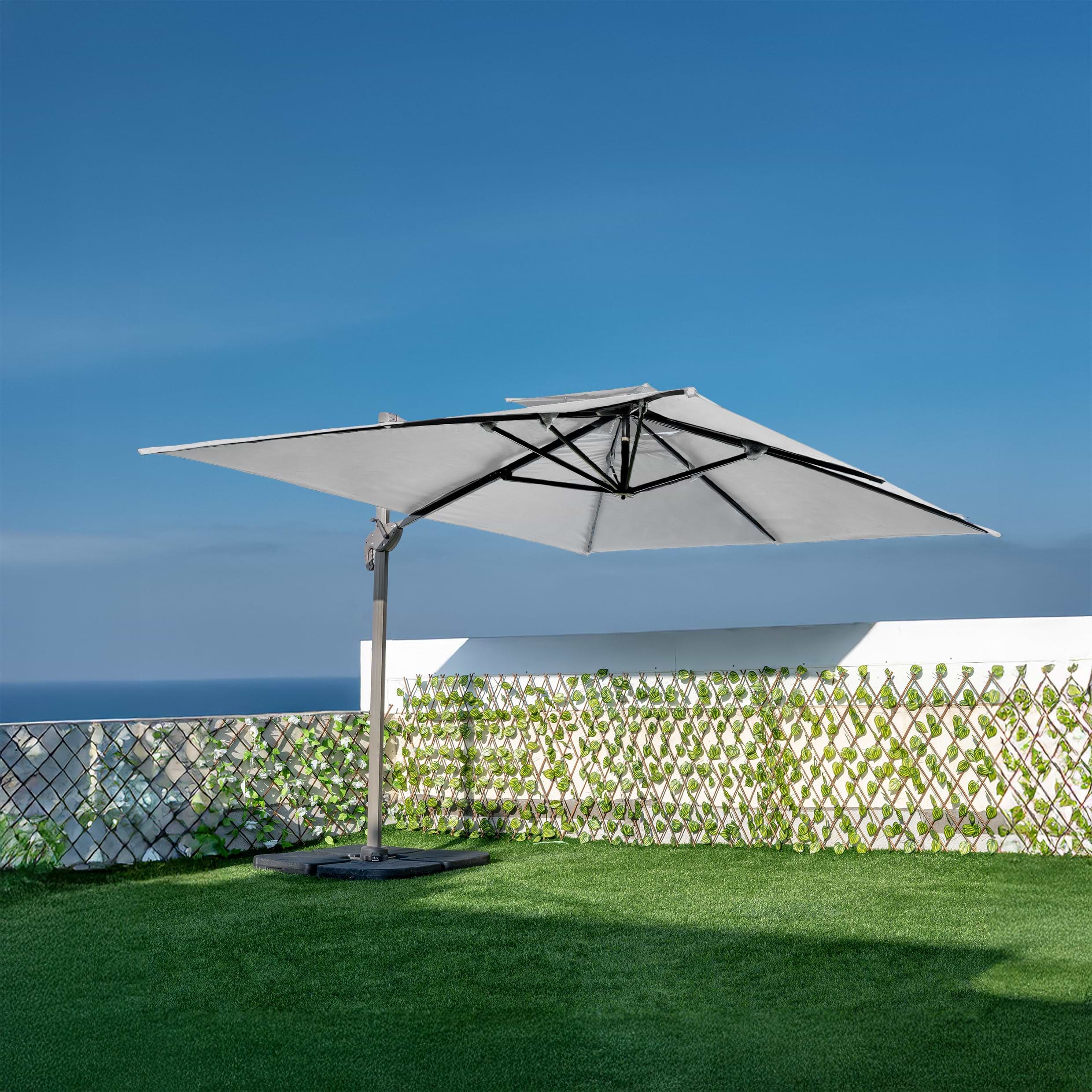 שמשייה רגל צד מקצועית מאלומיניום 3*4 מטר + הטיה צבע לבן דגם ריו