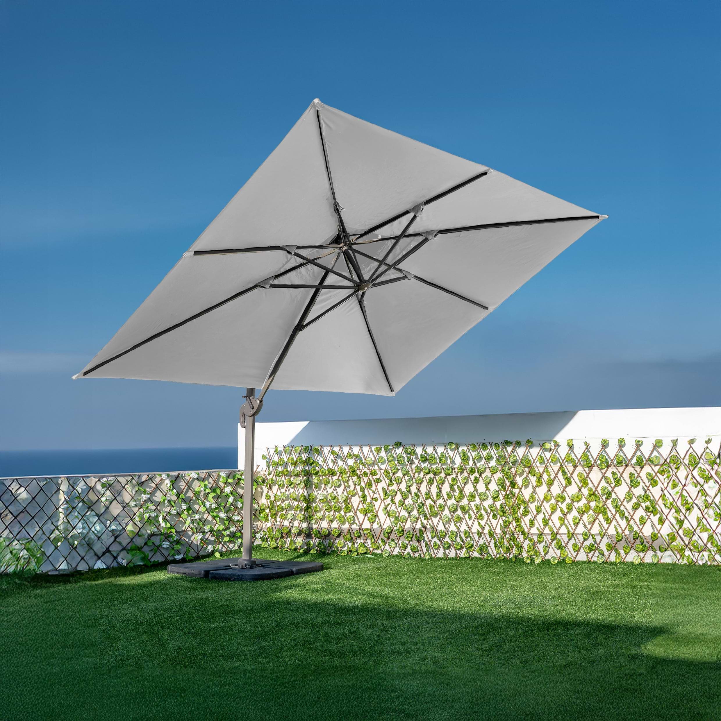 שמשייה רגל צד מקצועית מאלומיניום 3*4 מטר + הטיה צבע לבן דגם ריו