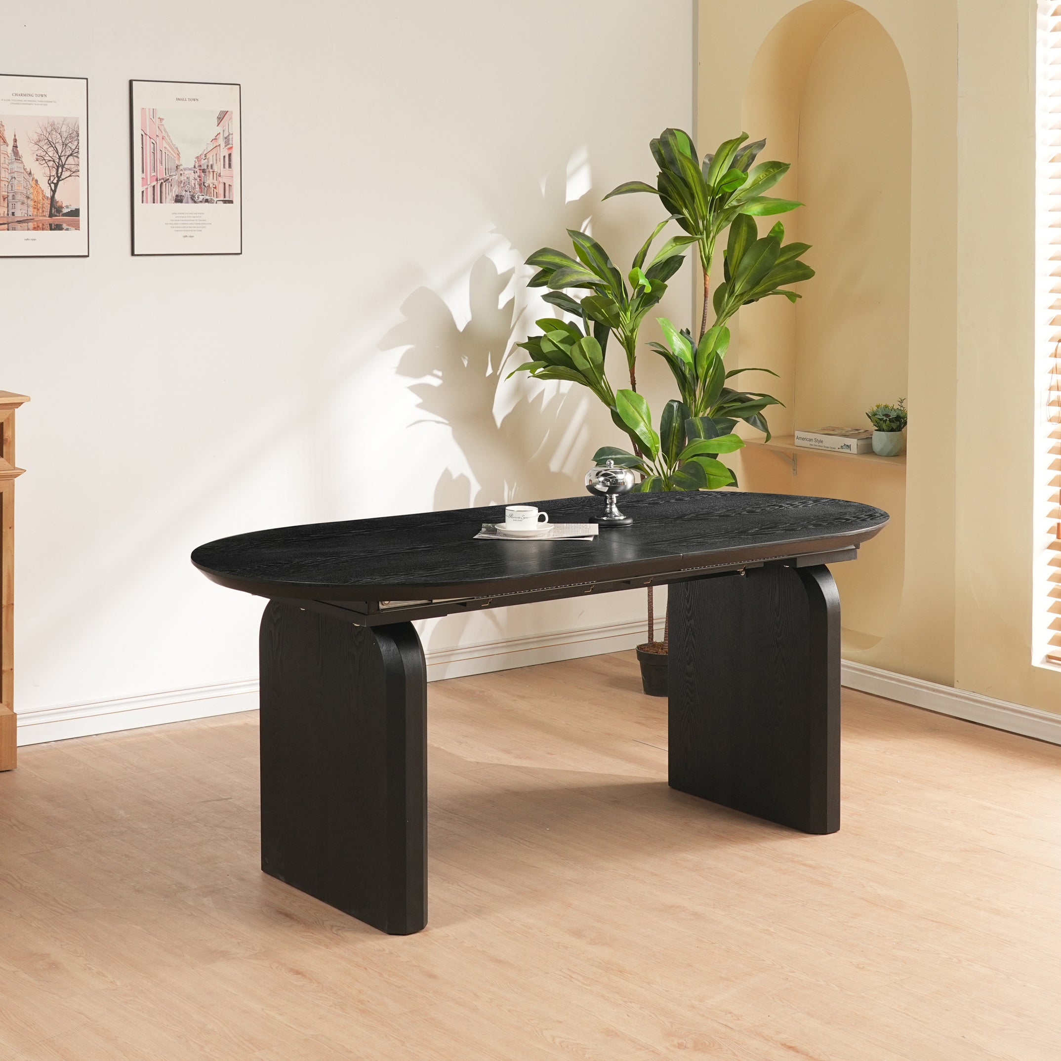 שולחן פינת אוכל מרטין נפתח צבע שחור 180-260*90 ס"מ