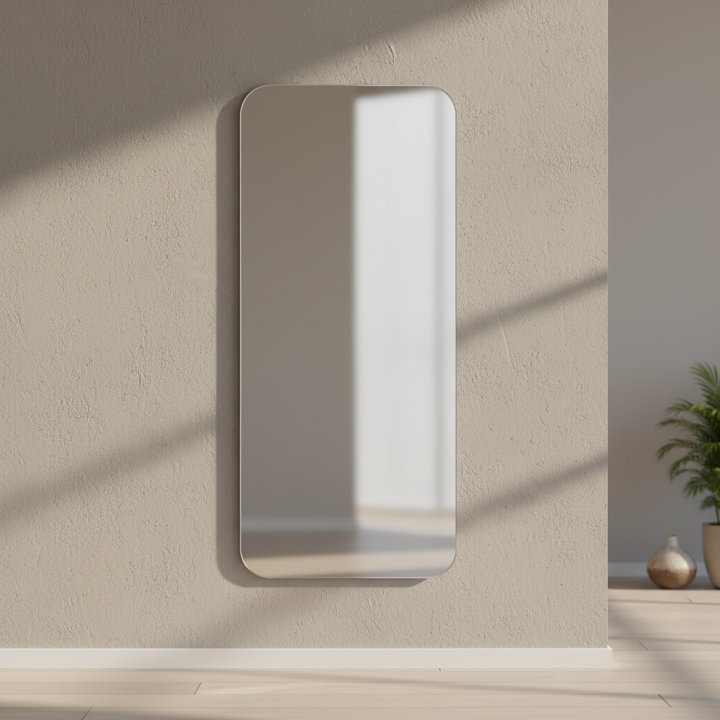 מראה מלבנית ללא מסגרת פינות מעוגלות מידות 180*80 ס"מ