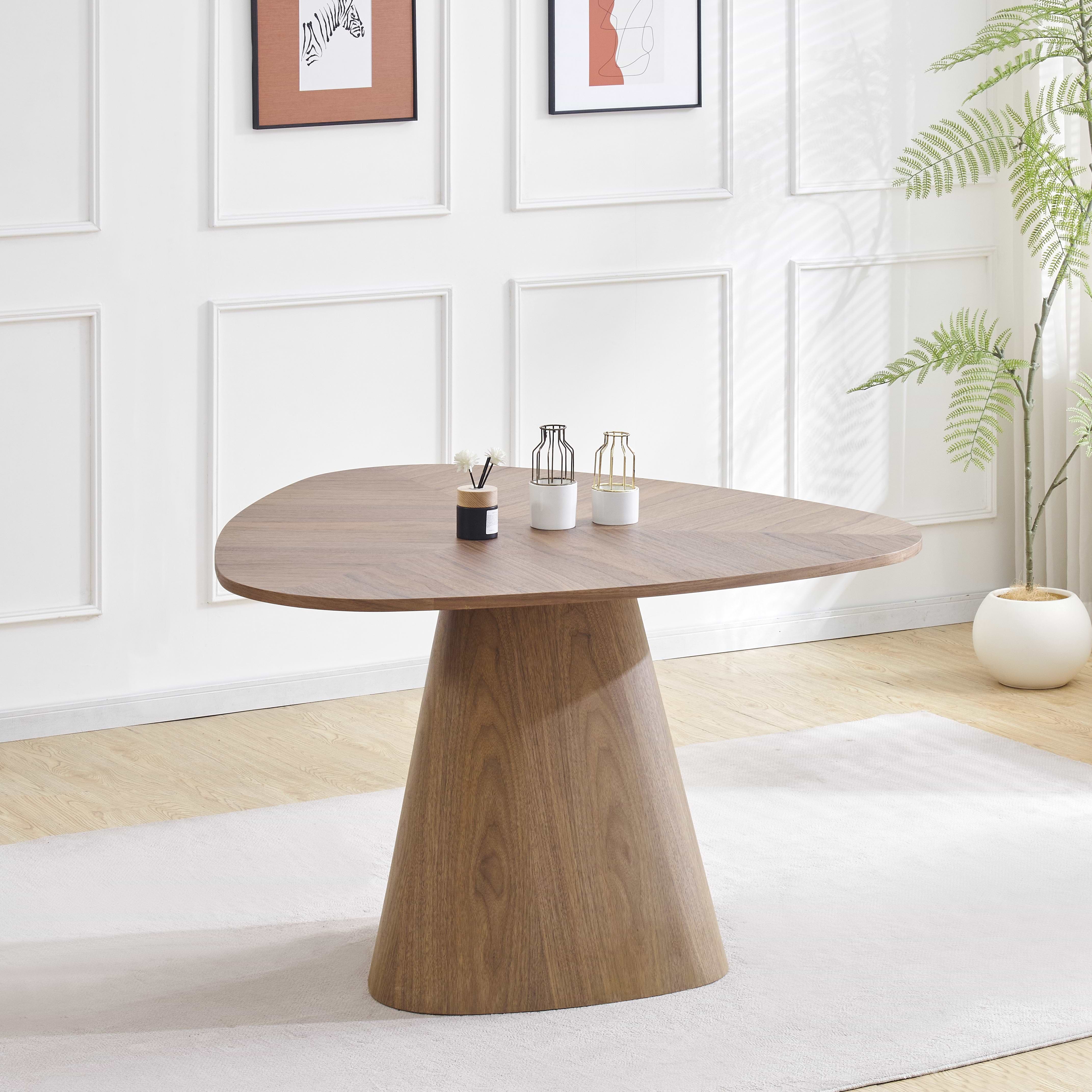 שולחן פינת אוכל אמורפי מעץ בצבע אגוז 120*120 ס"מ OLIVER