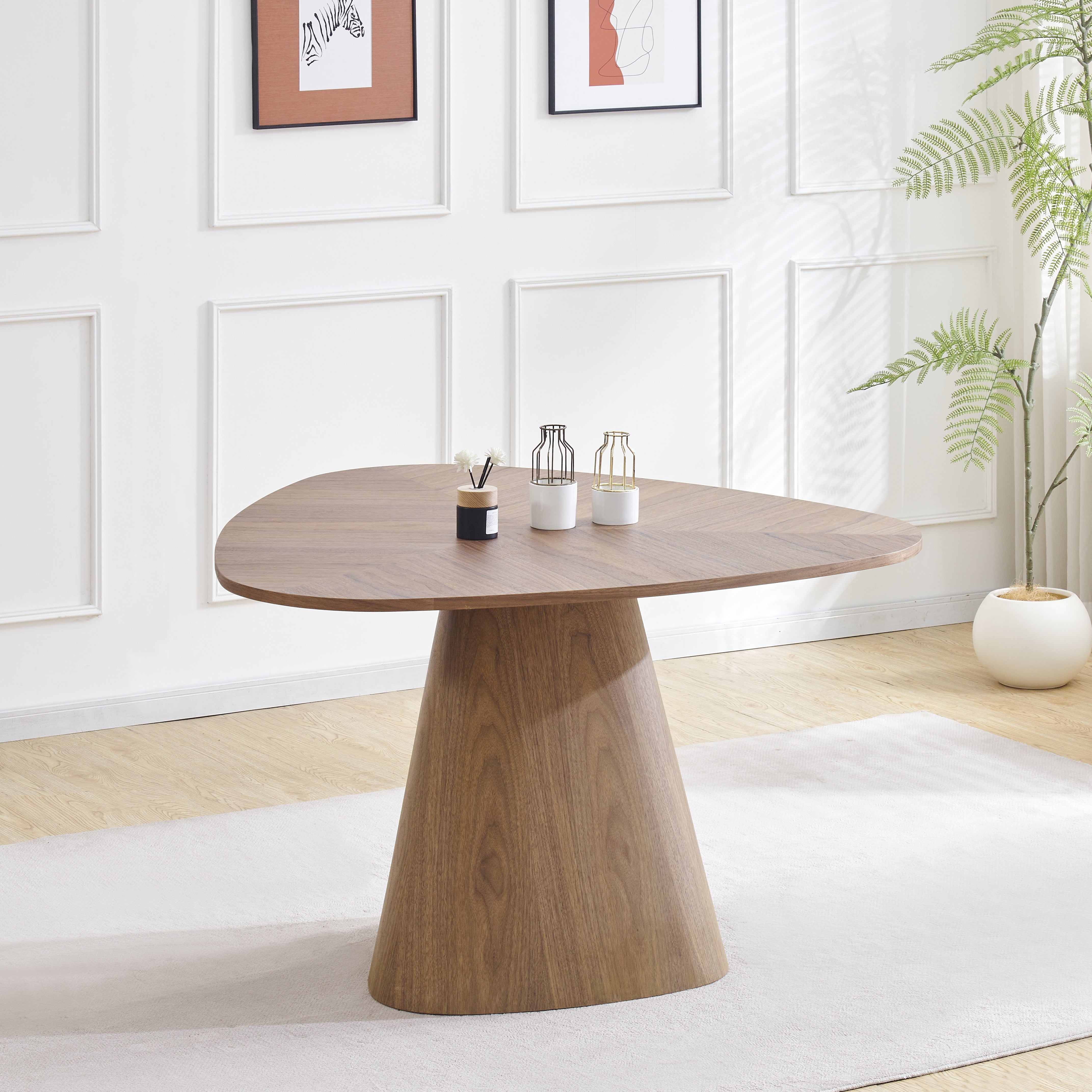 שולחן פינת אוכל אמורפי מעץ בצבע אגוז 120*120 ס"מ OLIVER