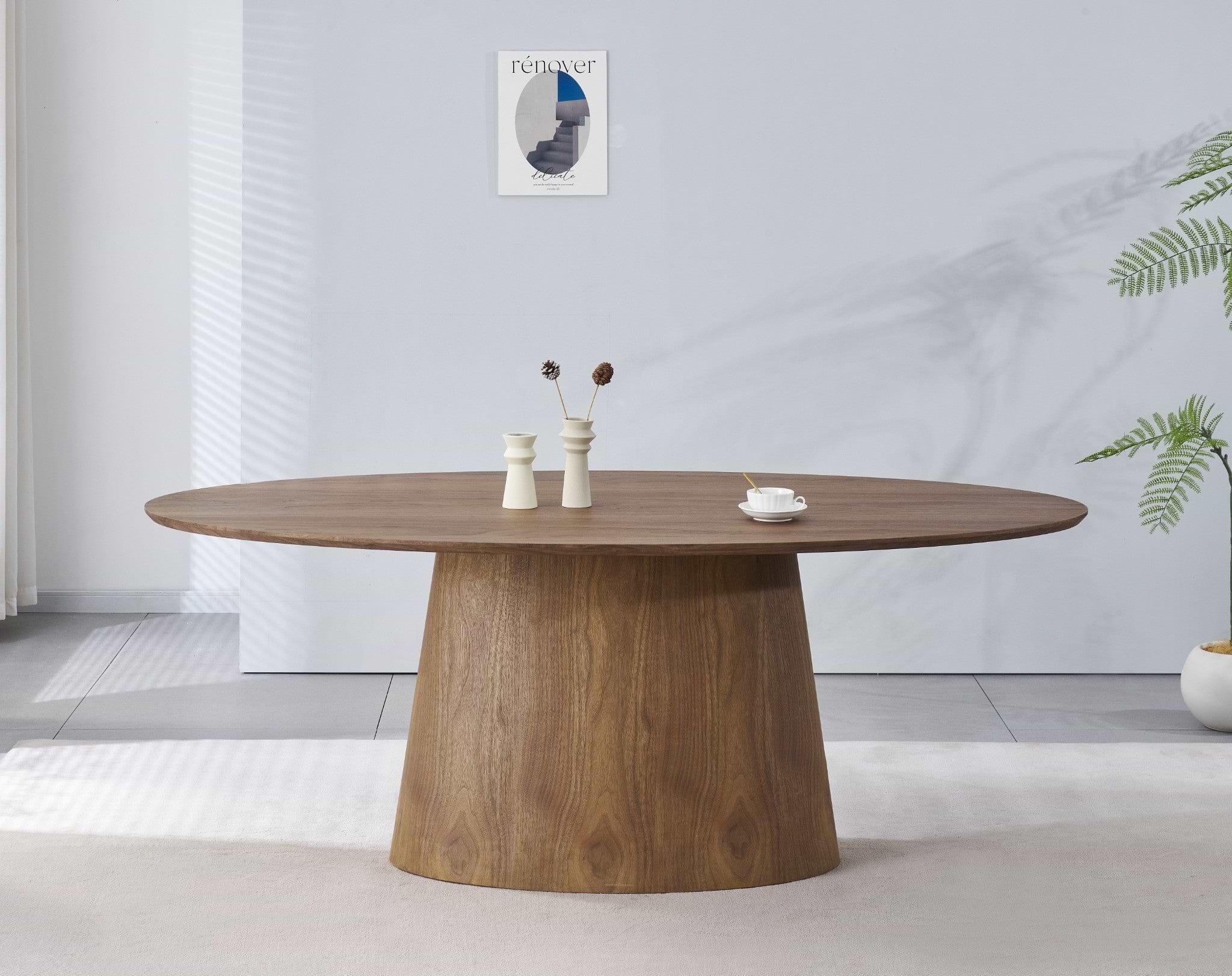 שולחן אוכל אובלי מעץ בצבע אגוז 200*100 ס"מ ALTON