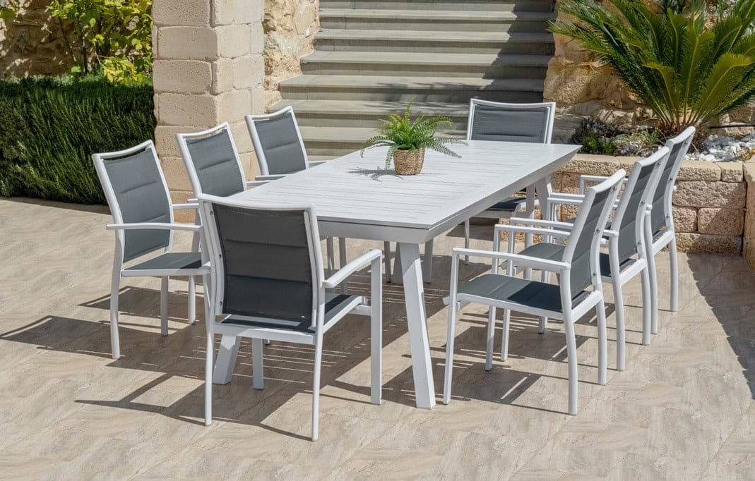 שולחן נפתח אלומיניום לגינה בצבע לבן 100*216*297 ס"מ (שולחן בלבד)