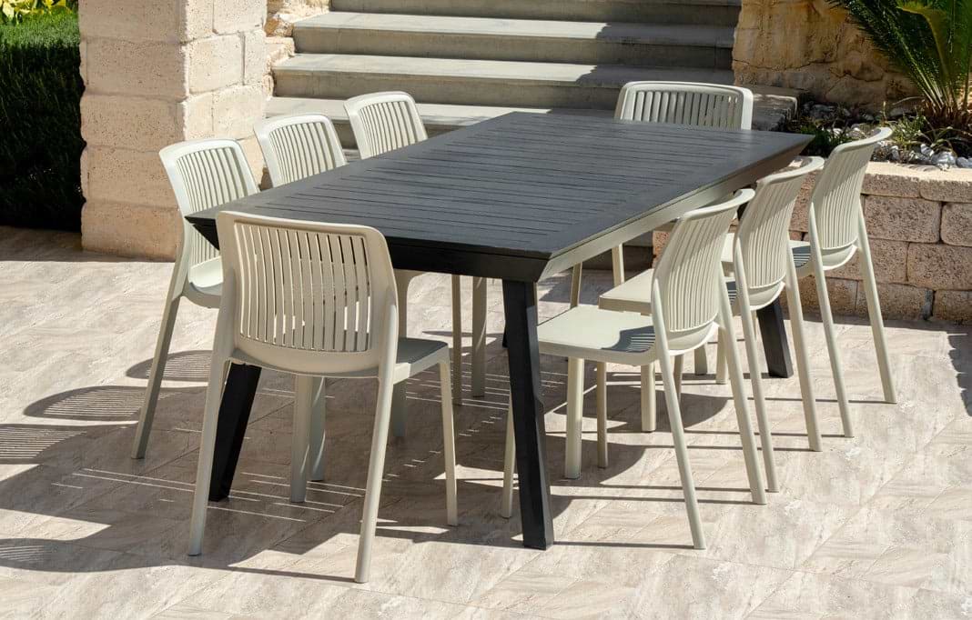 שולחן אלומיניום נפתח לגינה בצבע אפור 100*216*297 ס"מ