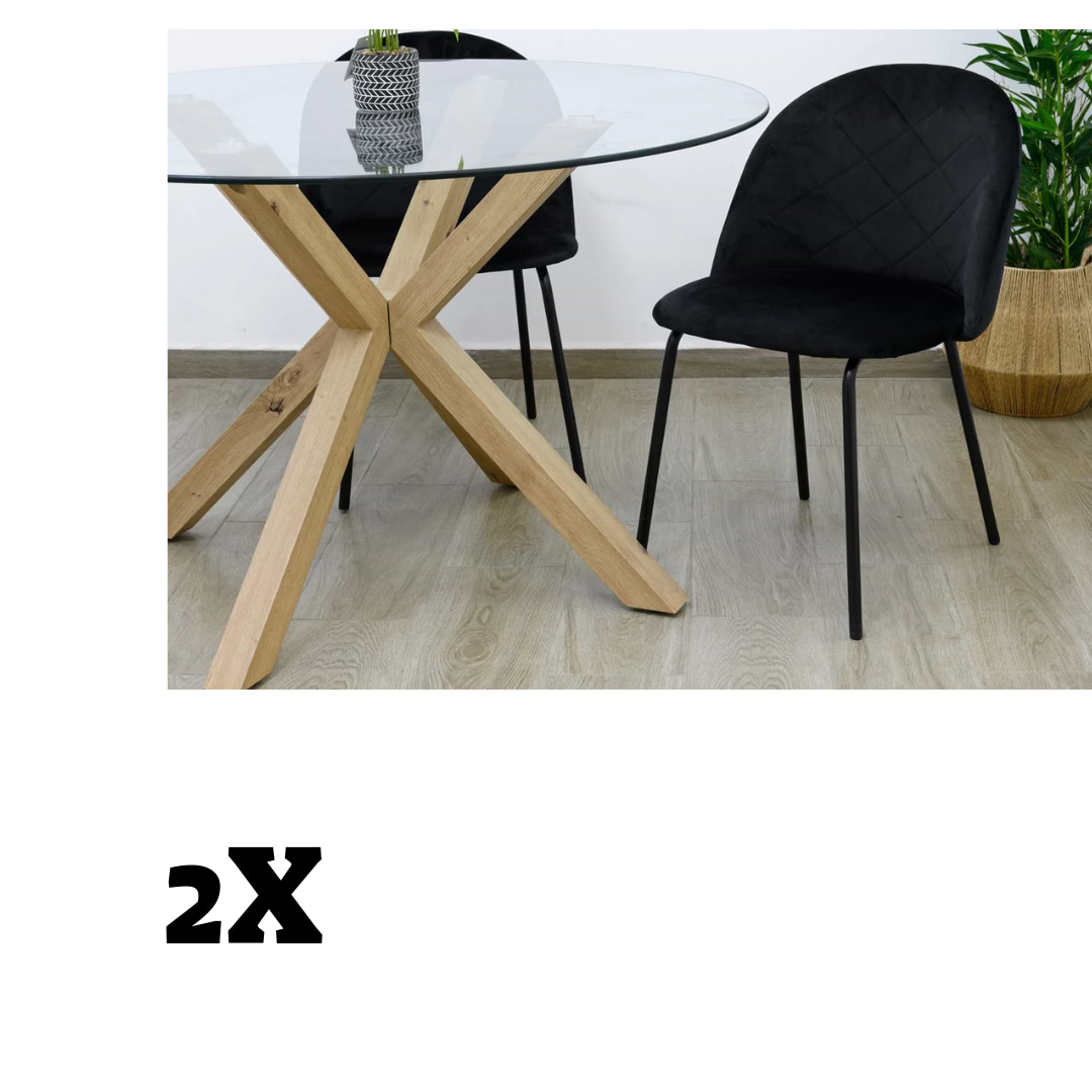תוספת 2 כיסאות קטיפה שחור יהלומים