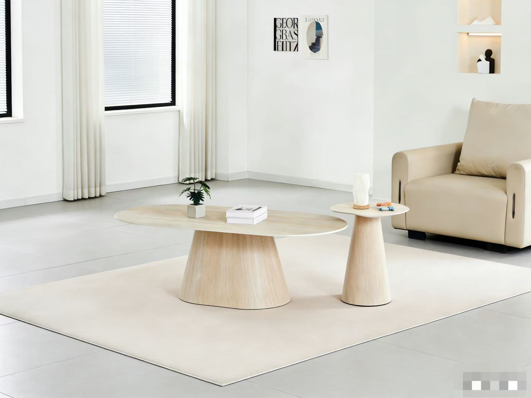 סט שולחנות סלון טרוורטין בגדלים שונים