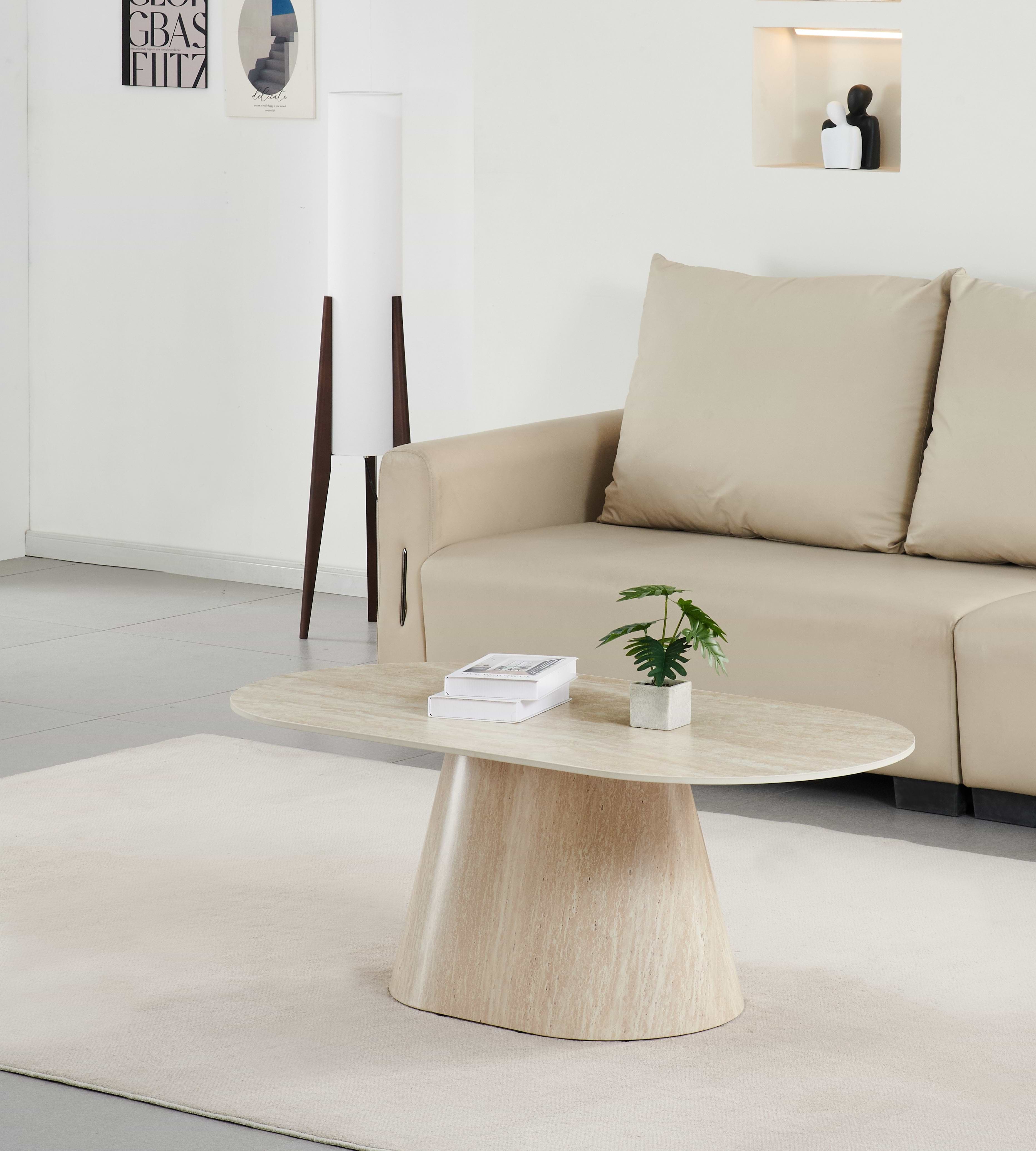 שולחן סלון טרוונטין אובלי 120*60 ס"מ