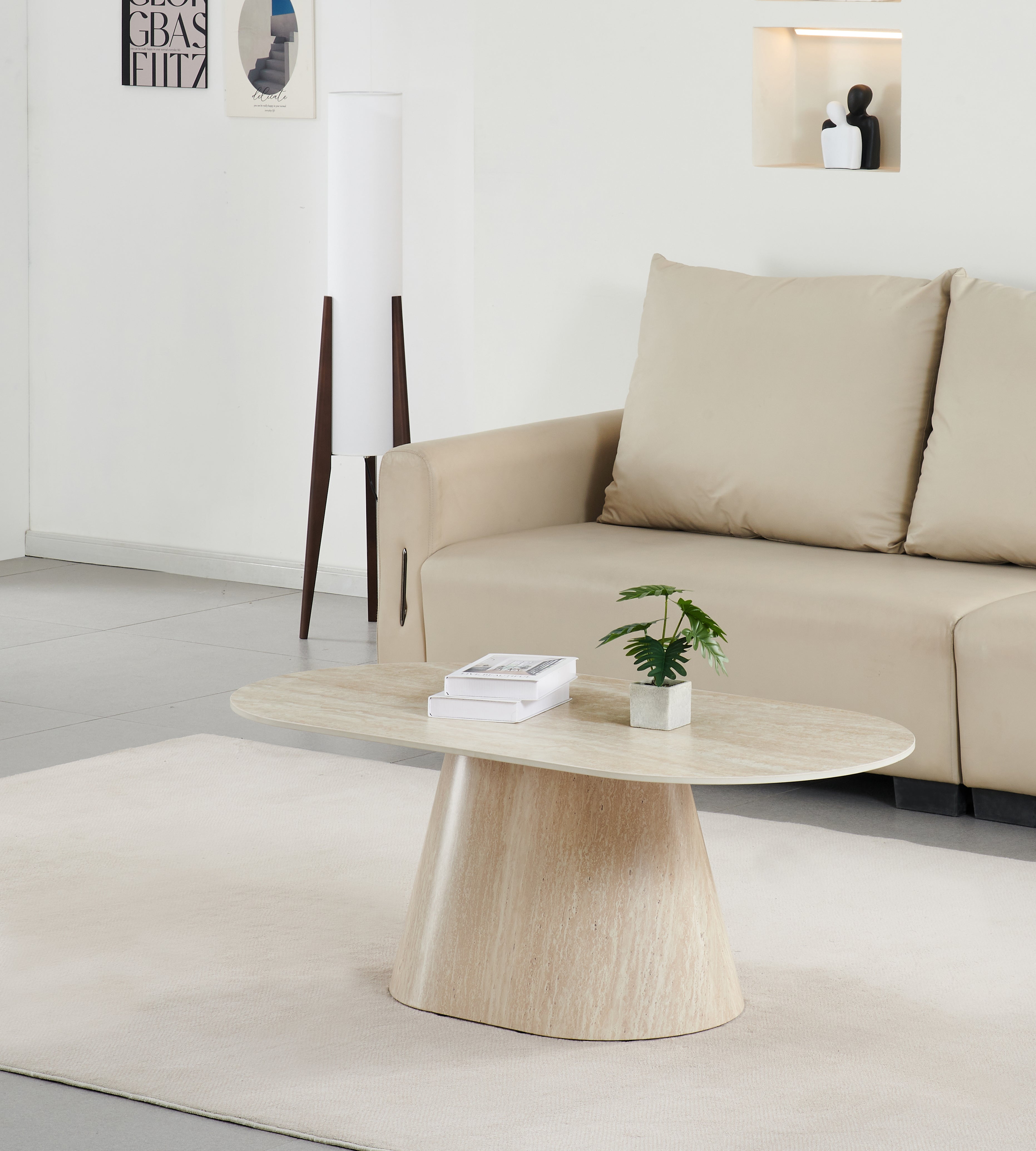 שולחן סלון טרוונטין אובלי 120*60 ס"מ