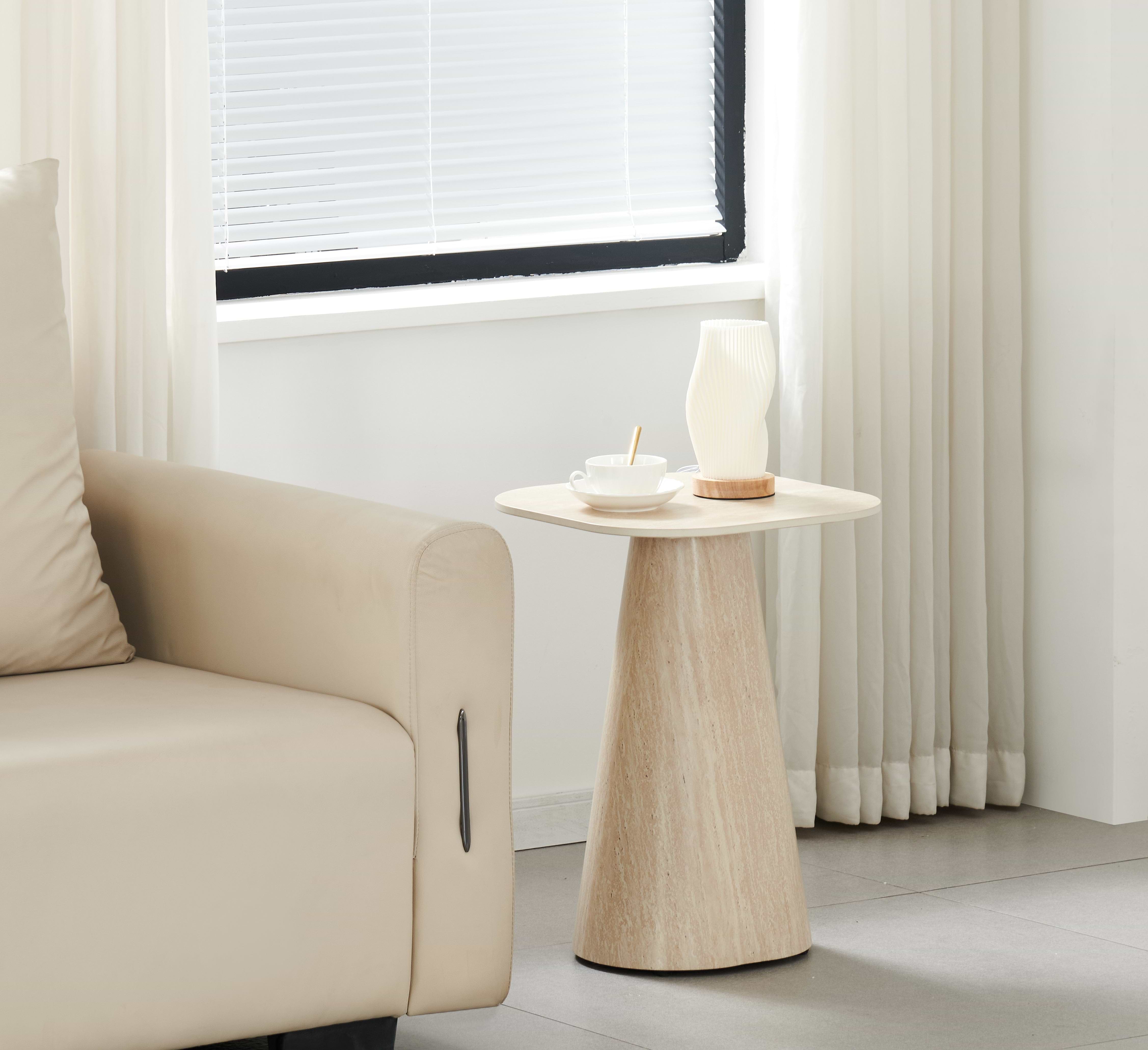 שולחן צד טרוונטין מרובע פינות מעוגלות 40*40*55 ס"מ