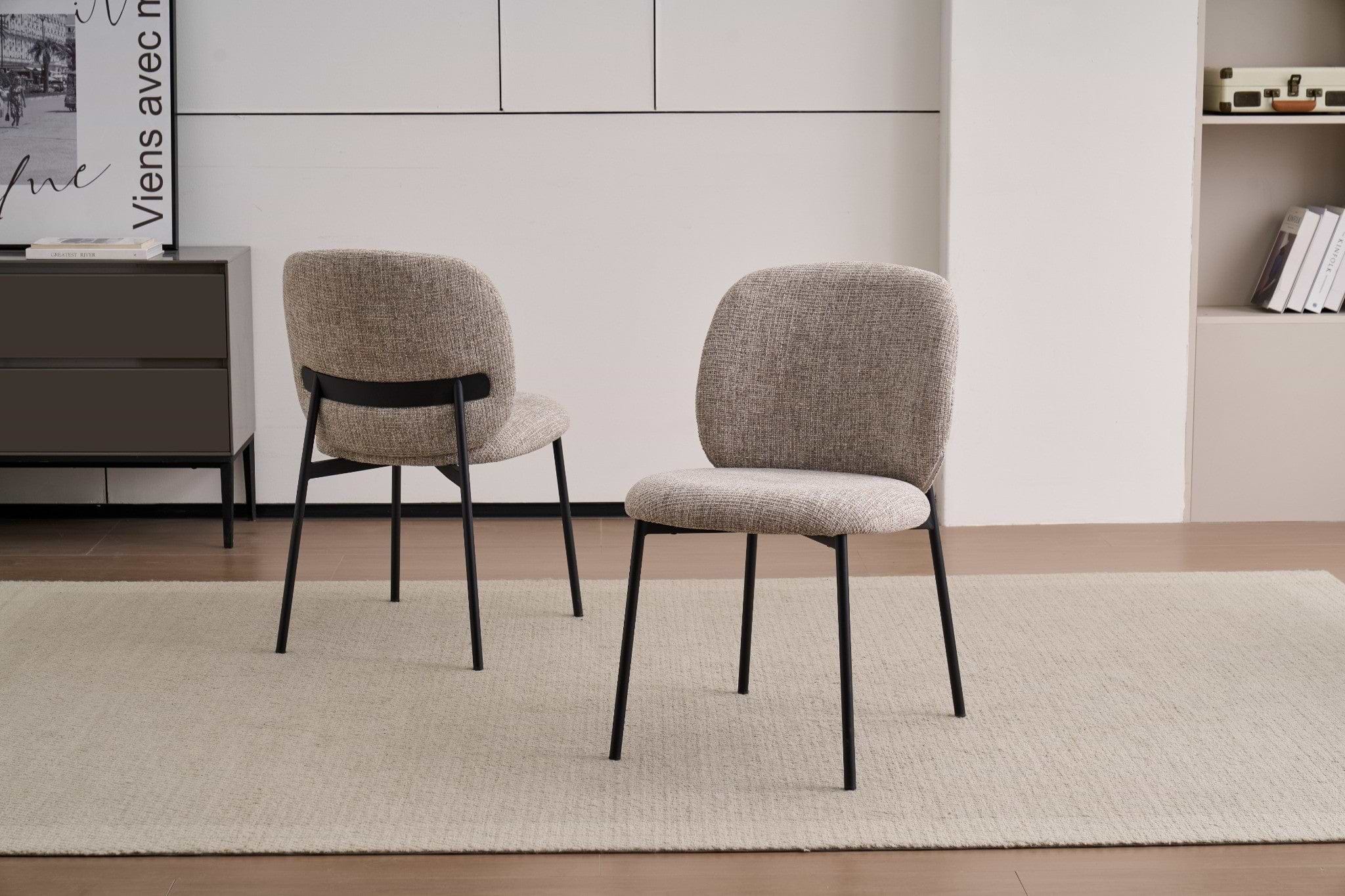 כסא לפינת אוכל בד אפור רגל שחורה דגם MIA