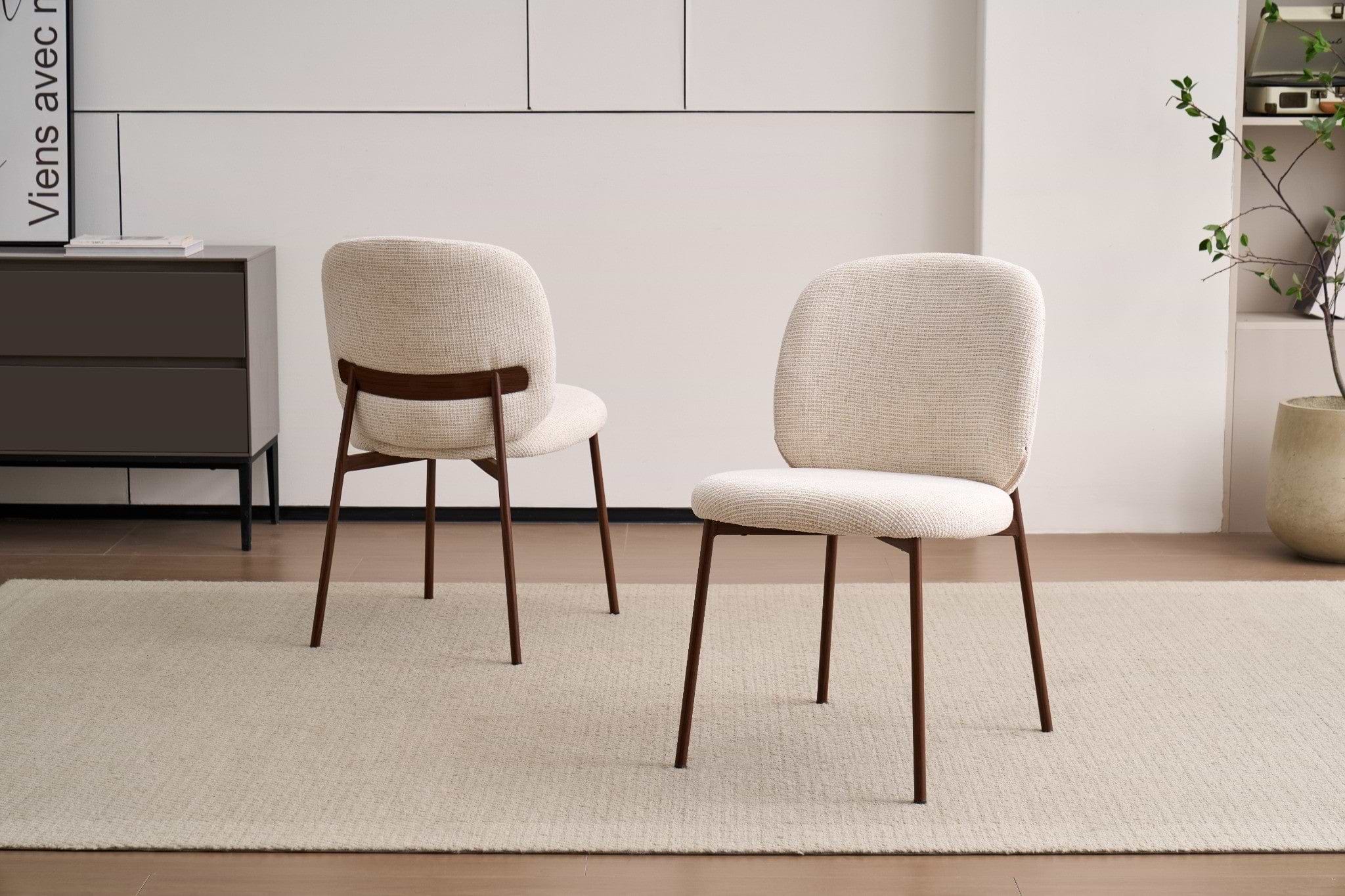 כסא לפינת אוכל בד שמנת רגל אגוז דגם MIA