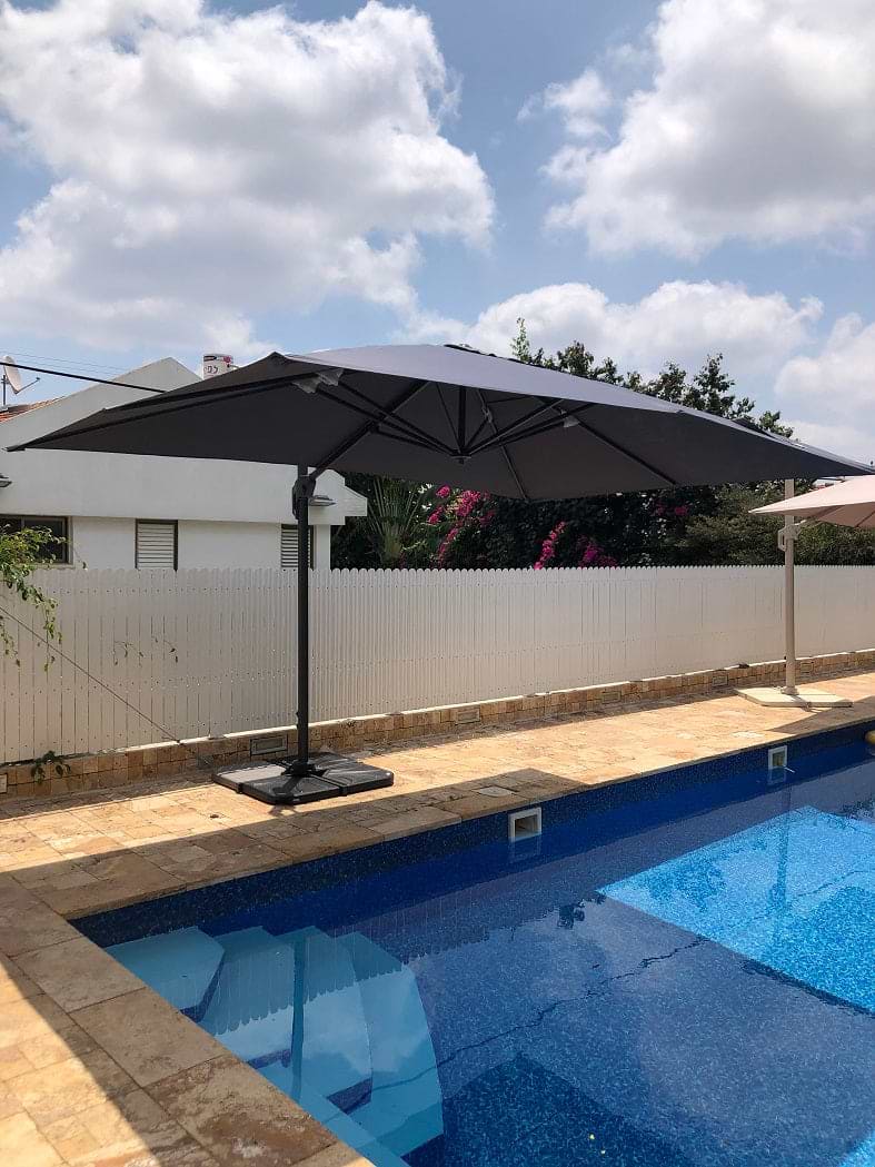 שמשייה רגל צד אלומיניום 3*4 מטר צבע אפור דגם טהיטי