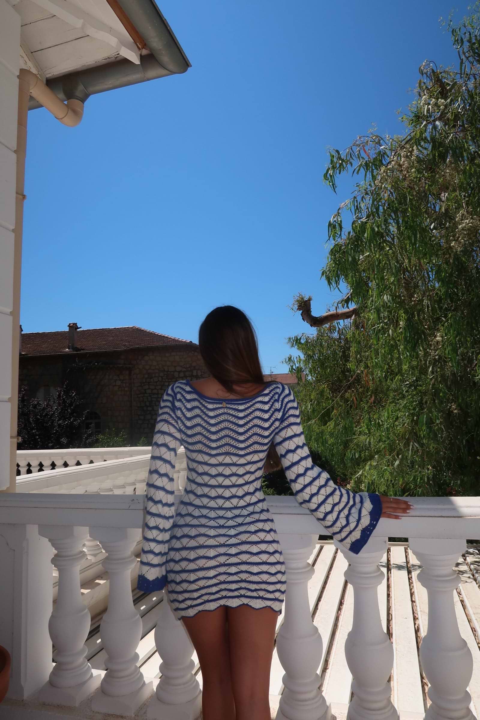 ★PLAGE_seoul★ Linen Cutout Dress_Red/Blue Stripes REY MINI KNITTED BLUE STRIPES - DRESS – Bananhot LLC