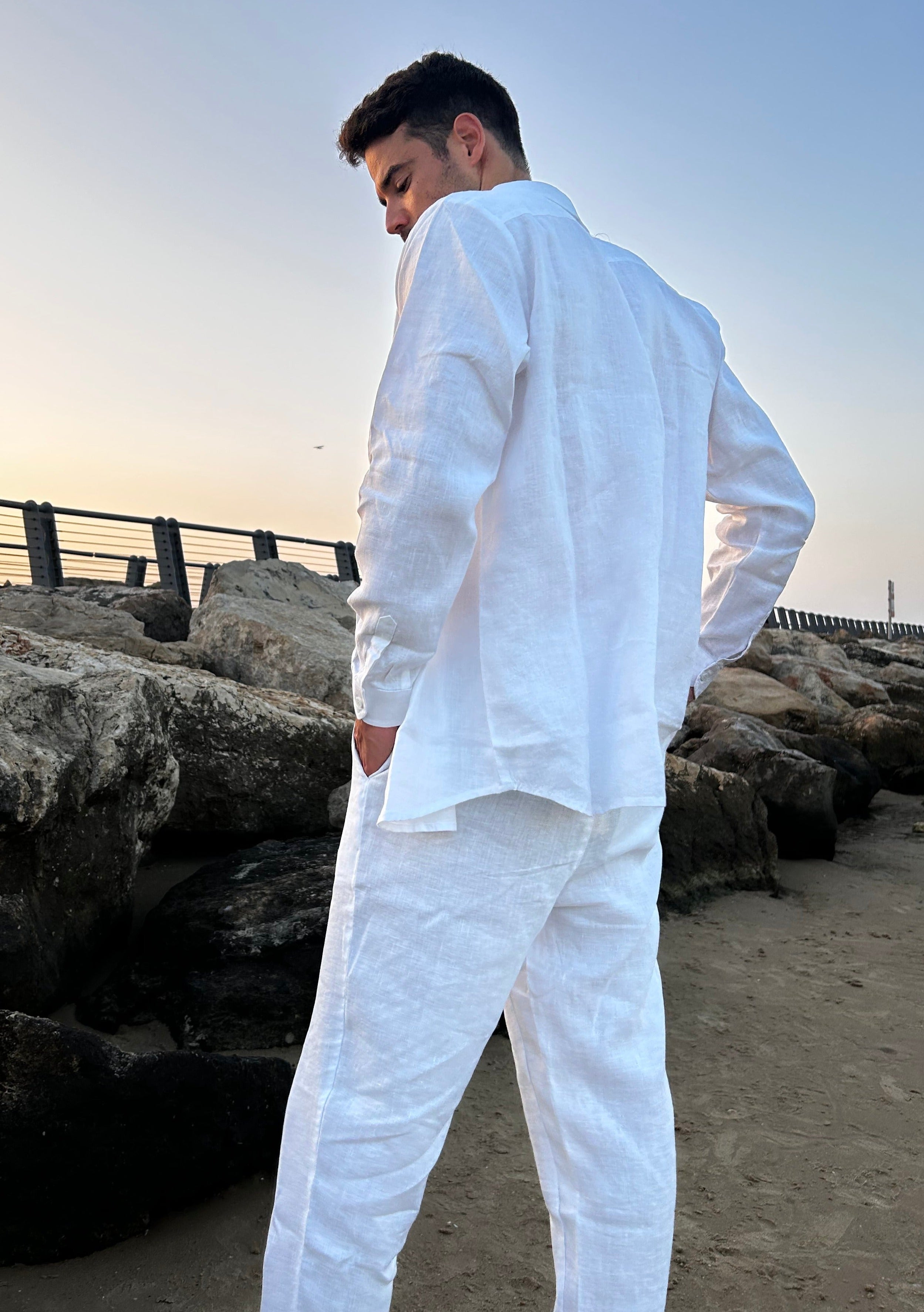 DANNY LINEN WHITE - TROUSERES – Bananhot