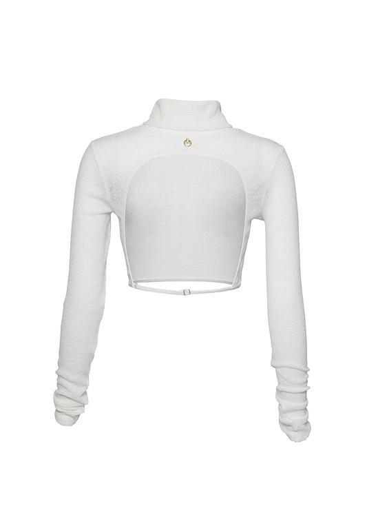 JULIE CROP LONG-SLEEVED WHITE - T-SHIRT