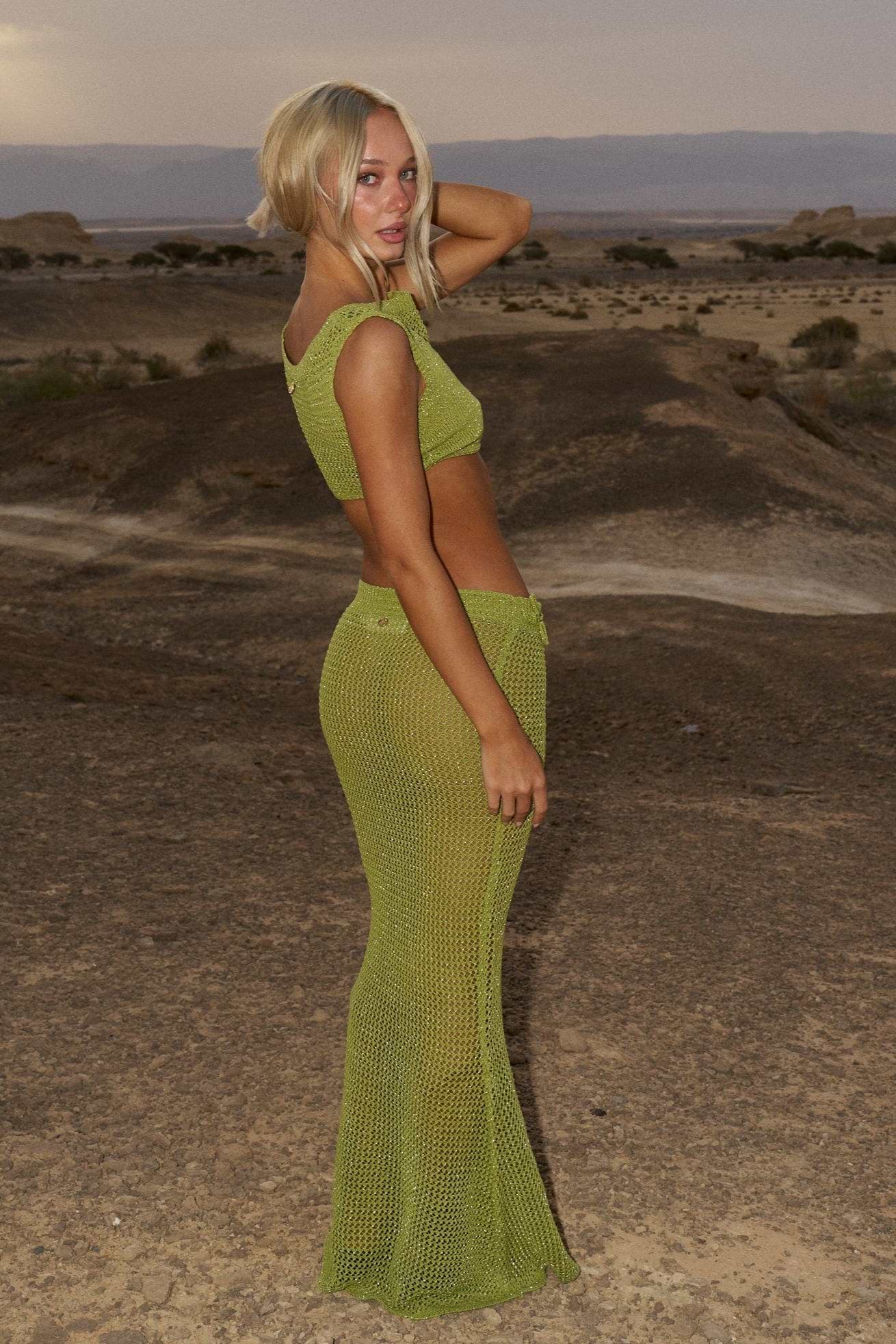 YOKO GLITTER OLIVE GREEN - SKIRT
