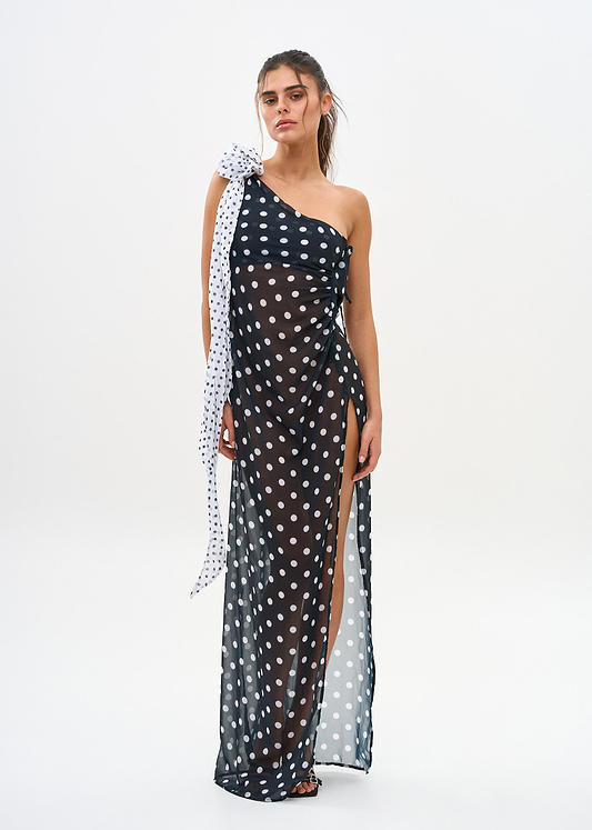 LOUISE BLACK POLKA - MAXI DRESS